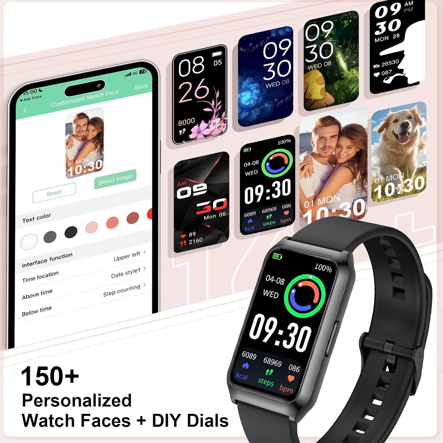 Smartwatch Herren Damen 1,47 Zoll Fitness-Tracker mit Herzfrequenzmesser, SpO2-Schlafmonitor, 25 Sportmodi, Aluminiumgehäuse in Schwarz, Ultra-Akkulaufzeit, wasserdichte IP68-Sportuhr für iOS Android – Bild 7