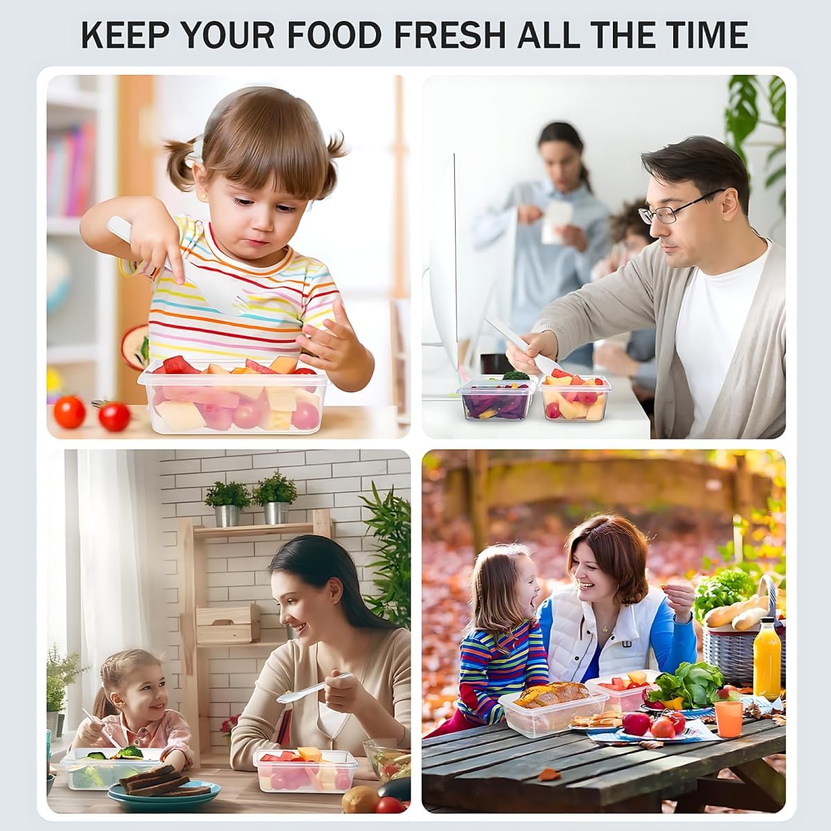 48 Frischhaltedosen mit Deckel, Meal-Prep-Boxen, Vorratsdosen-Set (24 Behälter + 24 Deckel), Aufbewahrungsboxen für die Küche, luftdicht und auslaufsicher, BPA-frei, spülmaschinen-, gefrierschrank- und mikrowellengeeignet – Bild 6