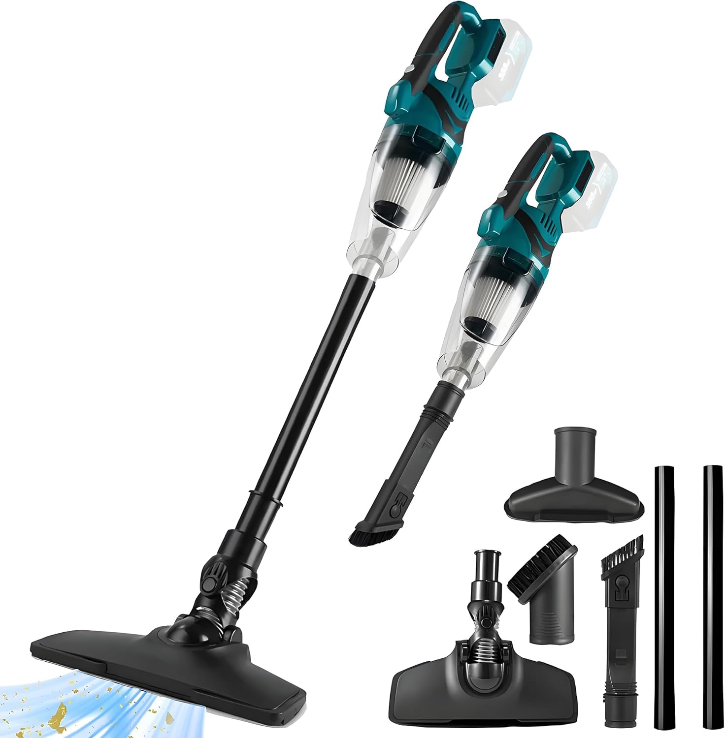 Akku Staubsauger für Makita Akku 18V, Starke 10000Pa Kabelloser Handstaubsauger Akku mit LED-Beleuchtung und großem 750ml Staubbehälter für Auto, Zuhause (Blau ohne Akku)