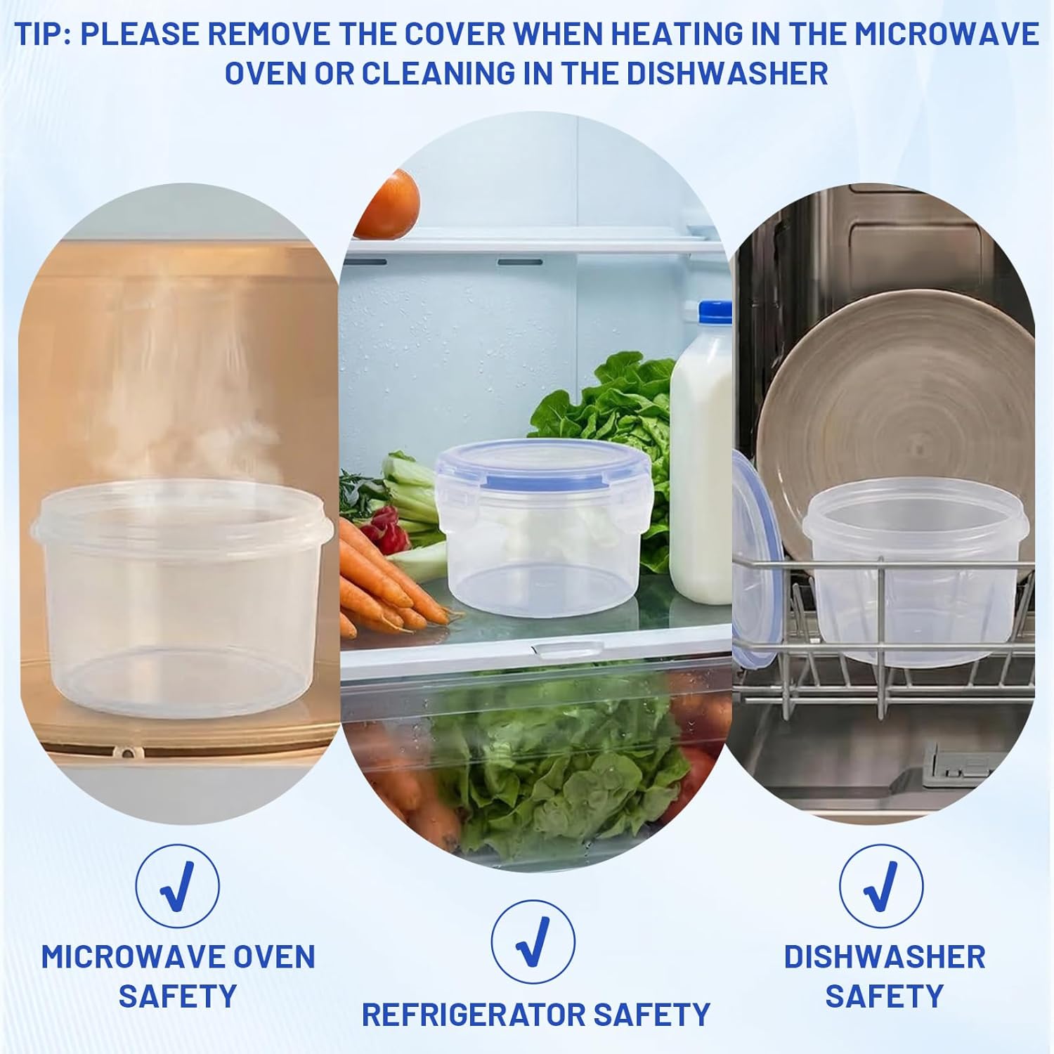 6 Stück 300ML Frischhaltedosen mit Deckel Rund Luftdicht, Plastikschüssel Auslaufsicher, Meal Prep Boxen, Dose Plastik Vorratsdosen, Behälter Gefrierboxen, Aufbewahrungsbox Küche – Bild 5