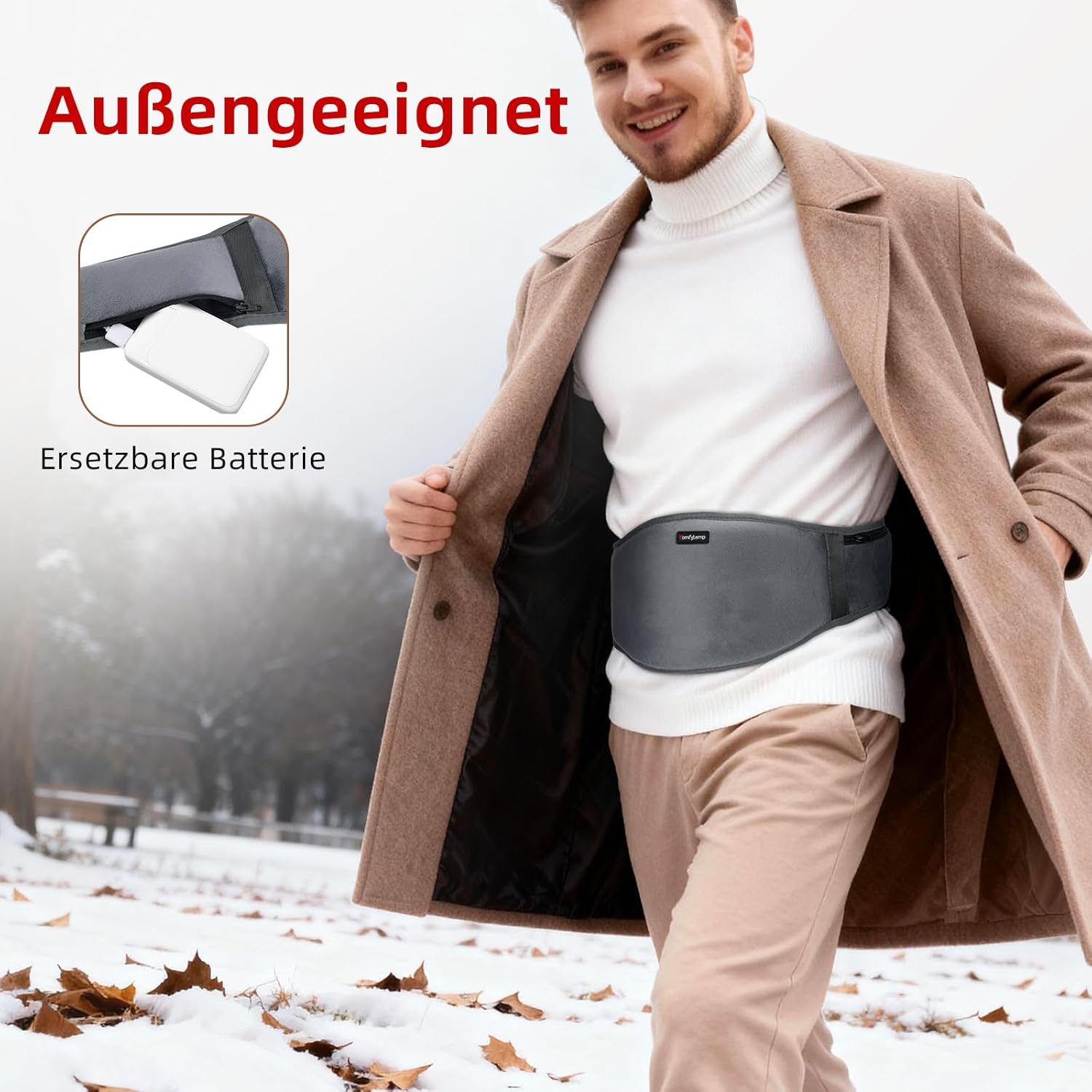 Comfytemp Wärmegürtel Vibrationsmassage für Rücken mit 25 Wh Akku, 147 x 18 cm kabelloses Massagegerät, Heizkissen, Wärmekissen, Rückenwärmer, Heizgürtel mit USB, Geschenke für Mütter, Frauen, Mama, Papa – Bild 4