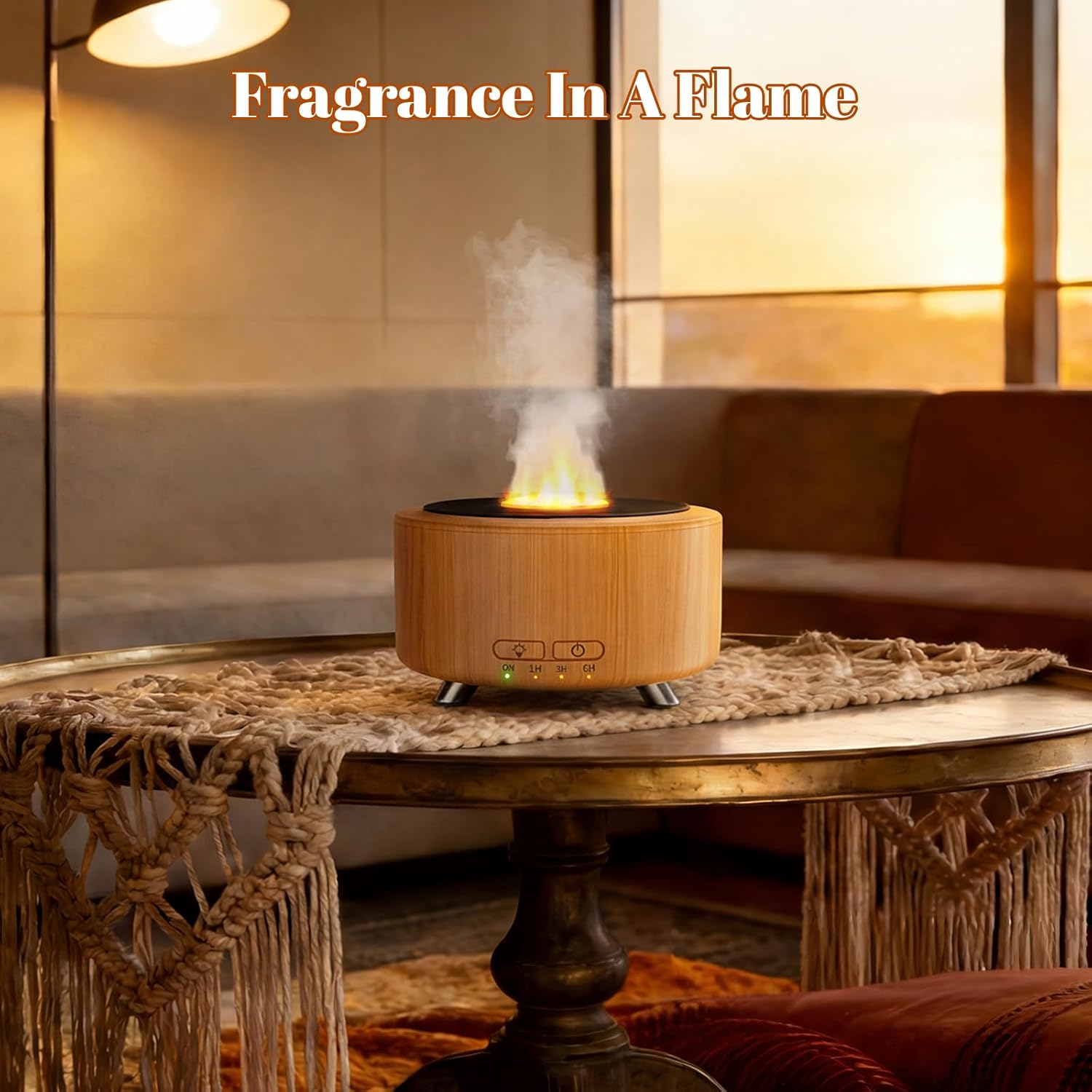Aroma Diffuser für Ätherische Öle, 500ML Aromatherapie Öle Diffusor für Büro, Raum und Yoga, Ultraschall Diffusor mit Auto-Abschaltfunktion, 9-farbiges LED-Nachtlicht, helle Holzoptik – Bild 9