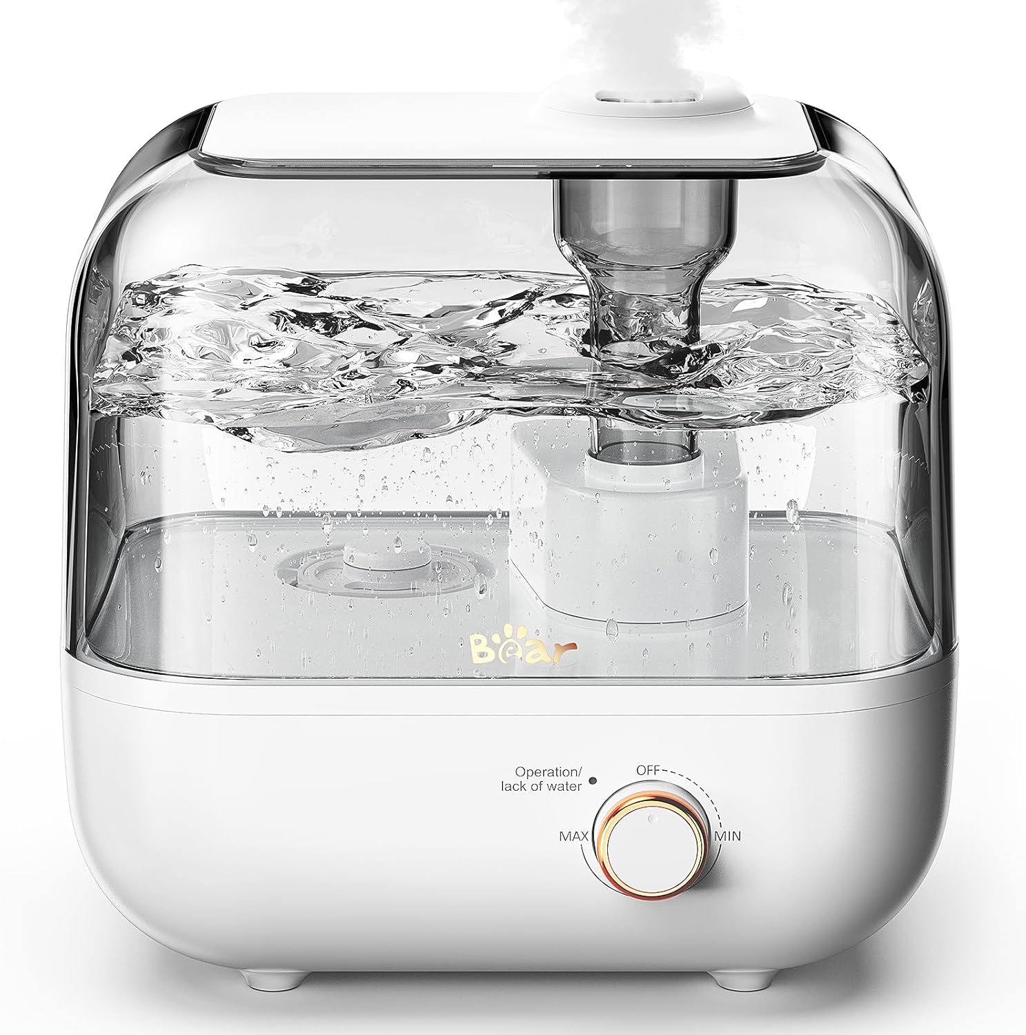 BEAR 5 L Luftbefeuchter mit Top-Füllung, 360° erweiterbare Dampfdüse, 28 dB extrem leise für Babys und Pflanzen, 35 Stunden Laufzeit, mit Aromatherapie-Tablett, automatische Abschaltung, Weiß