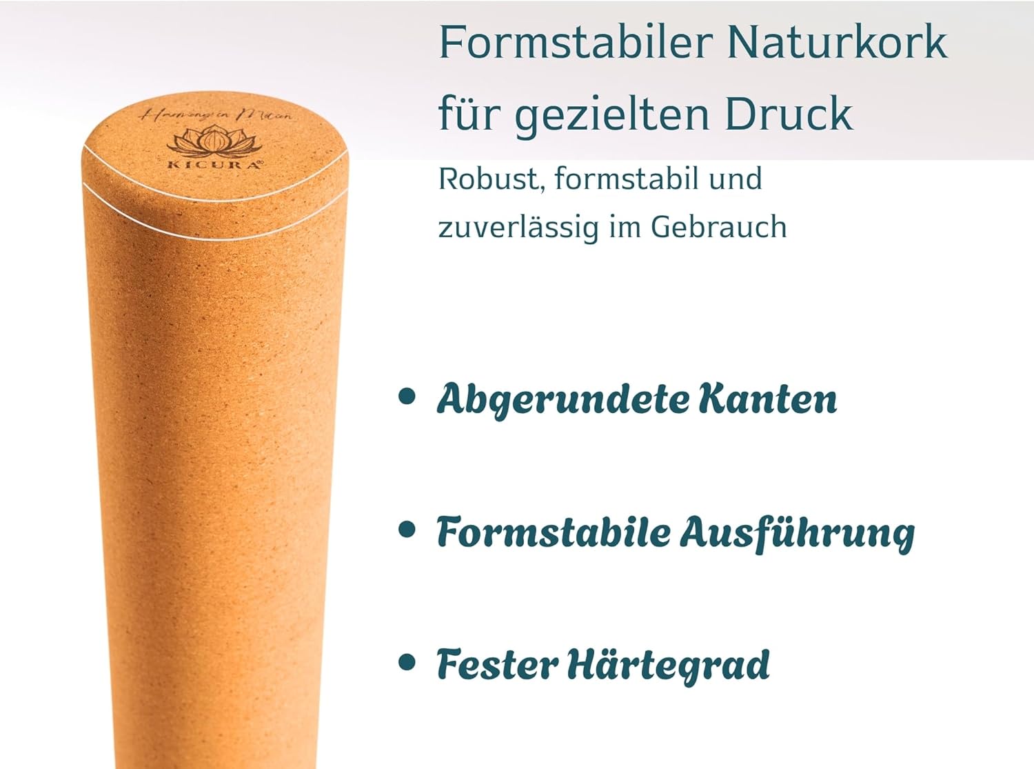Kork-Faszienrolle aus Naturkork, 40 cm lang, Durchmesser 10 cm, hart, für Faszienmassage, Yoga und Pilates – Bild 7