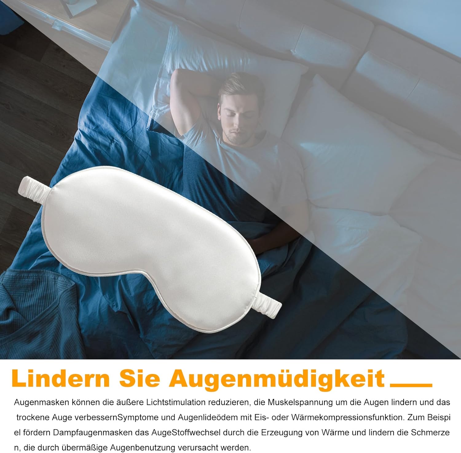 4er-Set Schlafmasken-Set, Schlafmaske für Frauen, Augenmaske aus Seide, lichtblockierende Schlafbrille, Ohrstöpsel, Haargummi, Stirnband und Aufbewahrungstasche für Pause, Reisen, Schlafen – Bild 4