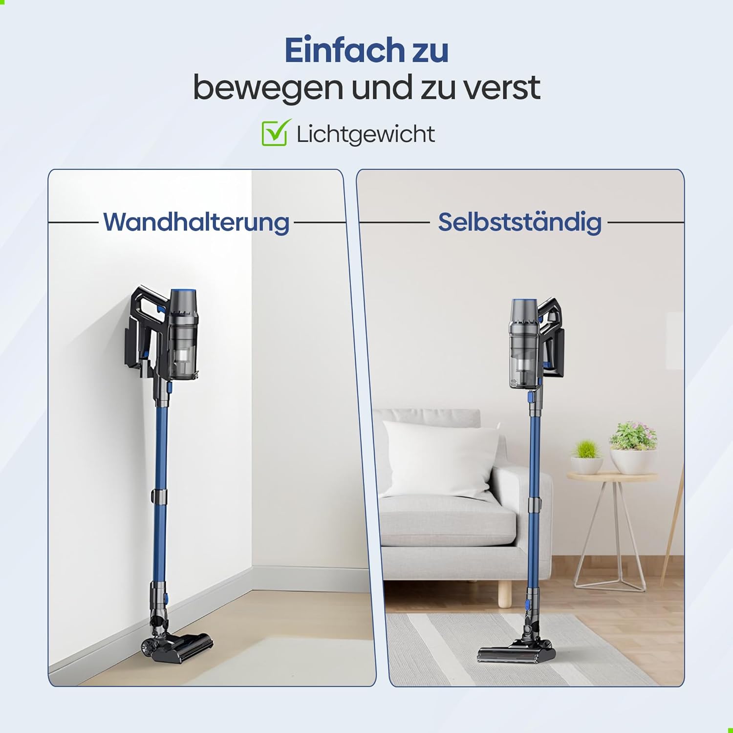 Olvy Akku-Staubsauger mit Wischfunktion, Tierhaare/Teppiche/Hartböden, kabellos 2-in-1, beutellos, 35 KPA Saugleistung, 5 Stufen, LED-Display, leichter Staubsauger mit HEPA-Filter & Zubehör – Bild 10