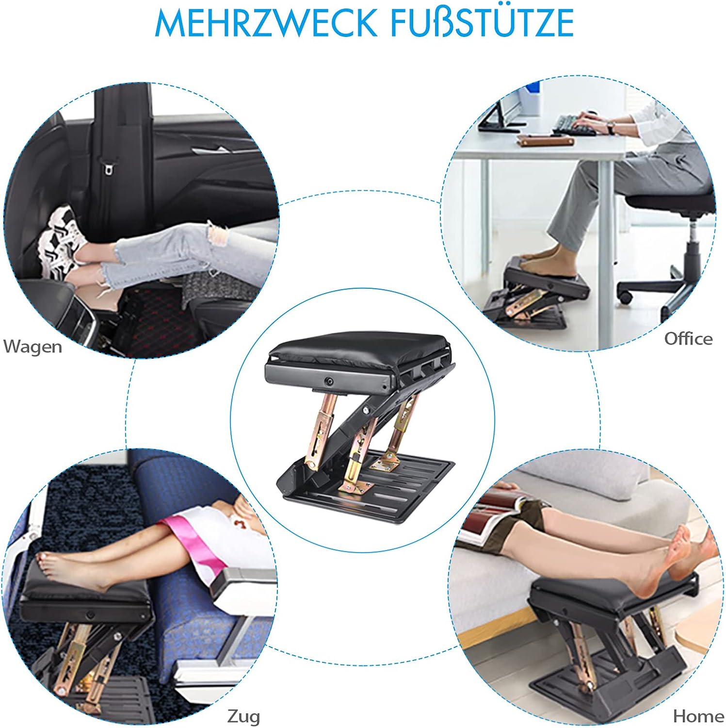 Fußstütze, Schreibtisch-Fußstütze, verstellbarer Fußhocker mit Massage, ergonomischer Höhenwinkel, verstellbar, für Büro und Zuhause (schwarz) – Bild 2