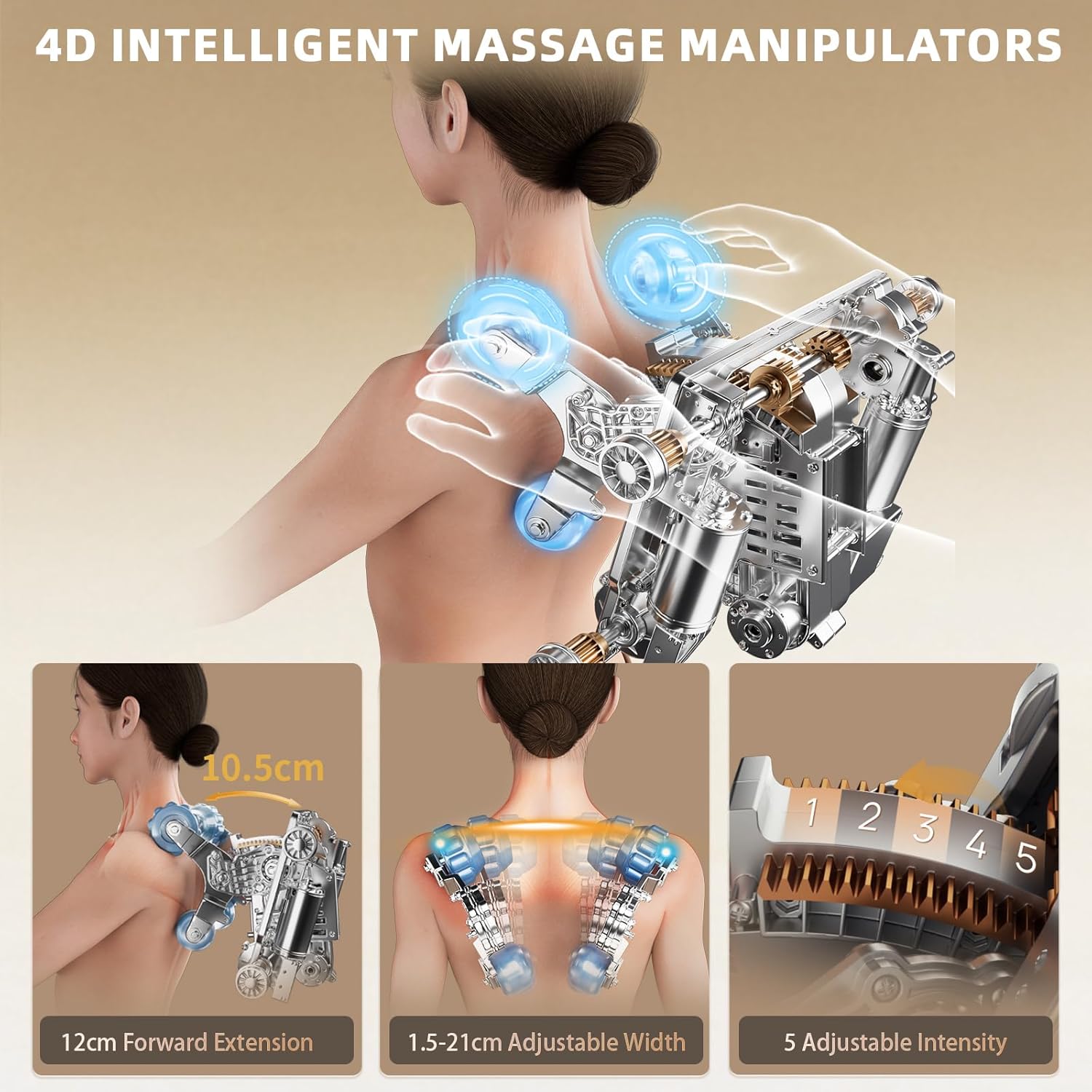 HealthRelife New Edition 2026 Business Class Massagestuhl, Ganzkörpermassage mit Body Scan, Shiatsu Automatische Wadenstützverlängerung und Wadenknetmassage (Schwarz/Grau) – Bild 6