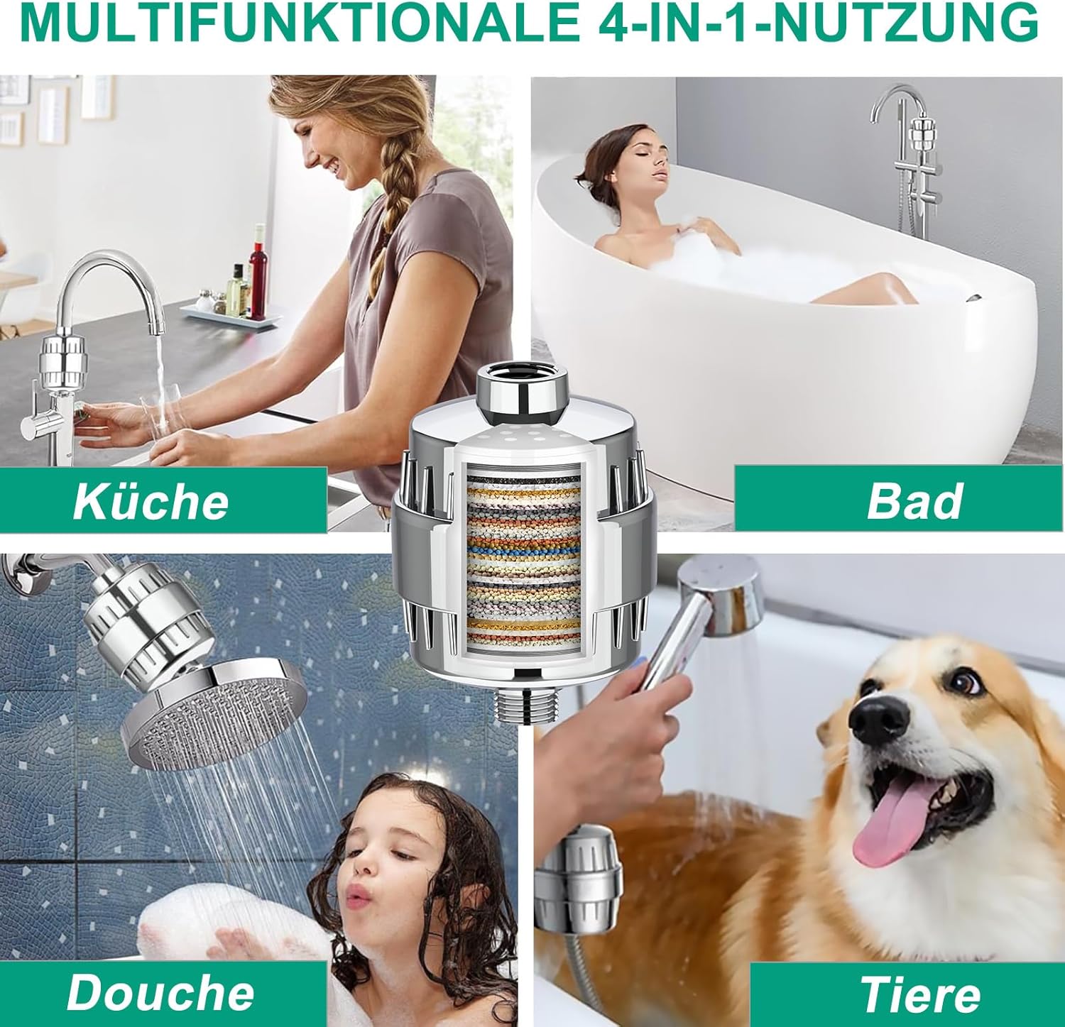 36-Stufen-Duschfilter mit Vitamin CE für hartes Wasser, Duschkopffilter, Kalkfilter-Dusche mit 2 Filterkartuschen zur Entfernung von Chlor und Schwermetallen, verbessert die Gesundheit von Haut und Haaren – Bild 6