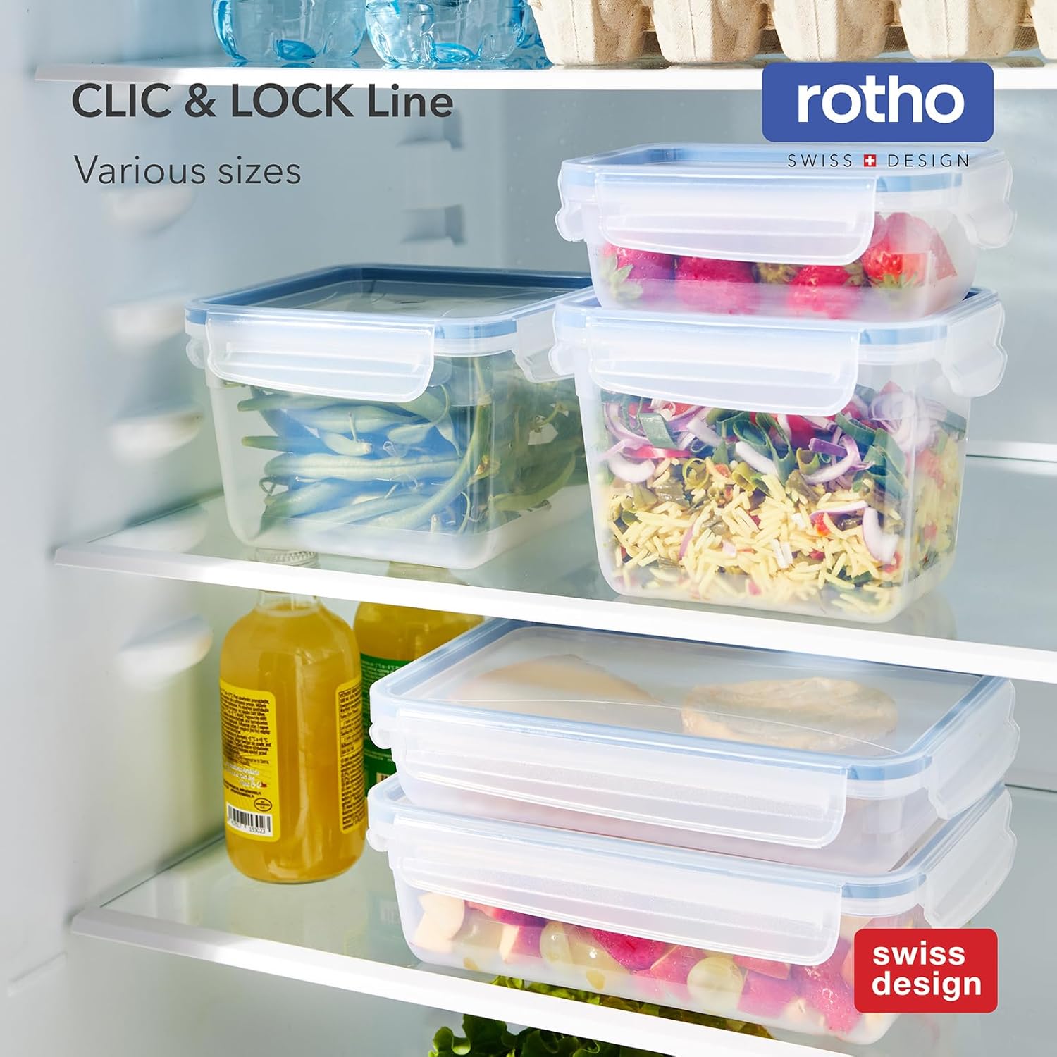 Rotho Clic & Lock 3er-Set Frischhaltedosen mit Deckel, 3 x 1,5 l, Clipverschluss mit Silikondichtung, luftdicht & auslaufsicher, spülmaschinenfest, mikrowellengeeignet, transparent/blau – Bild 7