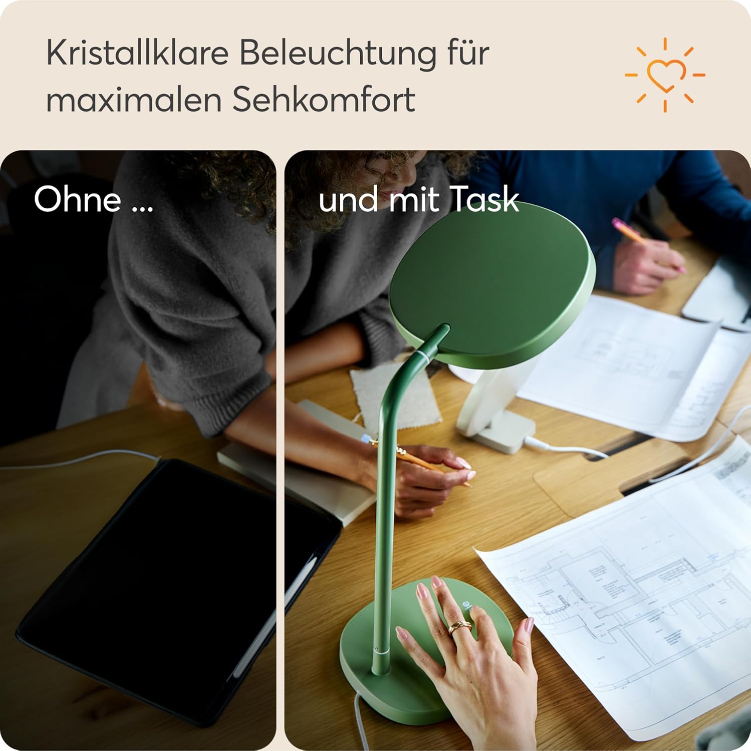 Lumie-Aufgabe | Hochregulierbare helle LED-Lichttherapie-Schreibtischlampe gegen Winterblues, kristallklare Beleuchtung, maximaler Sehkomfort, verbesserte Stimmung und Energie | Salbeigrün – Bild 6