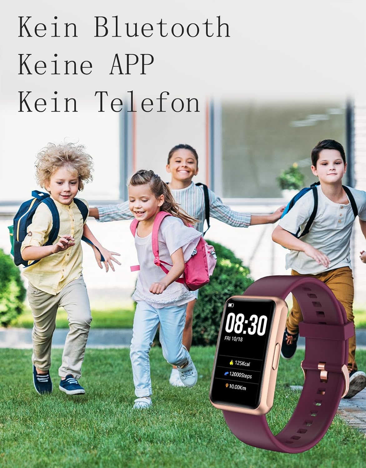 Schrittzähler-Uhr (ohne App/ohne Mobiltelefon), 1,47-Zoll-Bildschirm, einfacher Fitness-Tracker, Smartwatch mit Kalorienzähler, Schlafüberwachung, Stoppuhr, wasserdichter Timer, Gehen, Laufen, Fitnessuhr für Senioren/Männer/Frauen – Bild 2