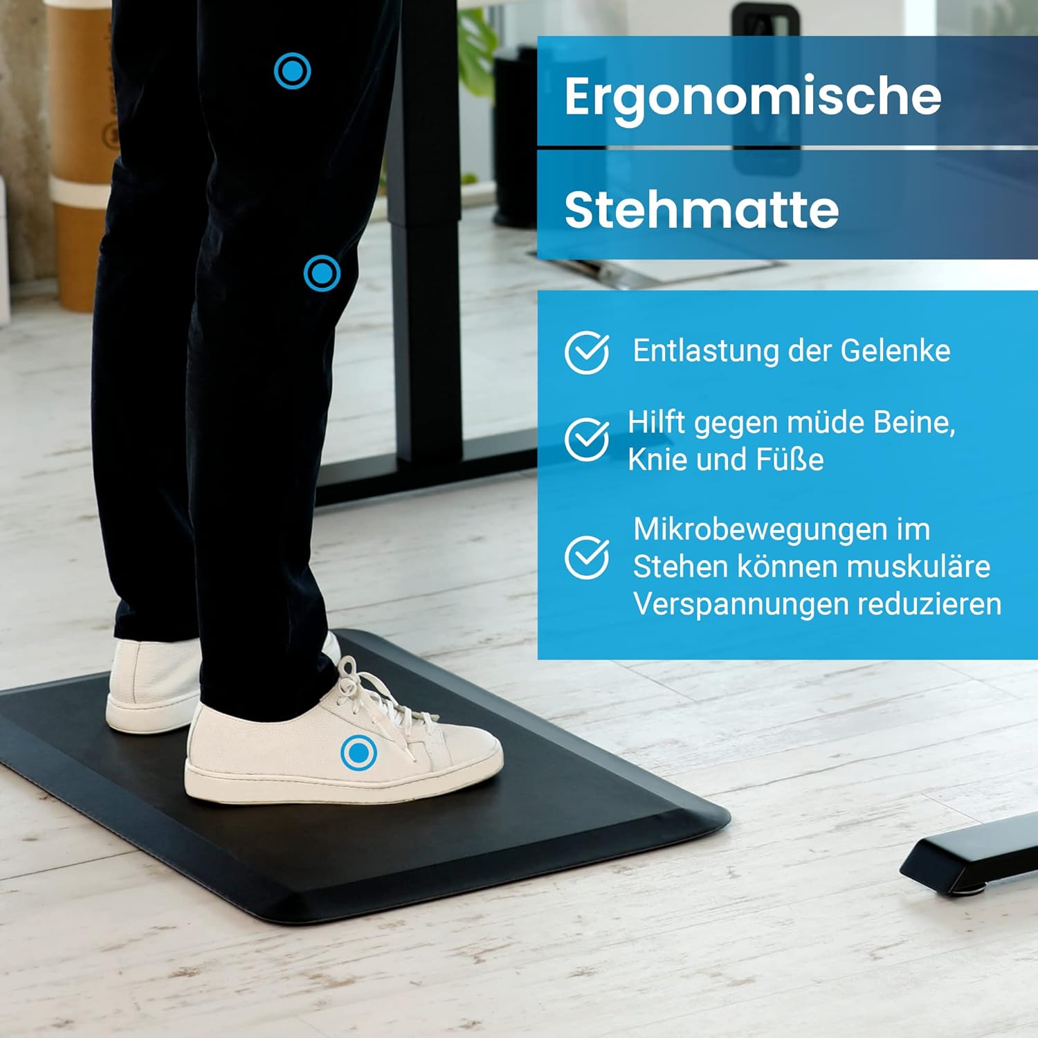 Ergotopia Anti-Ermüdungsmatte für Steharbeitsplätze, ergonomische Arbeitsplatzmatte für gesundes und schmerzfreies Stehen, rutschfeste und langlebige Stehmatte aus umweltfreundlichem PU – Bild 3