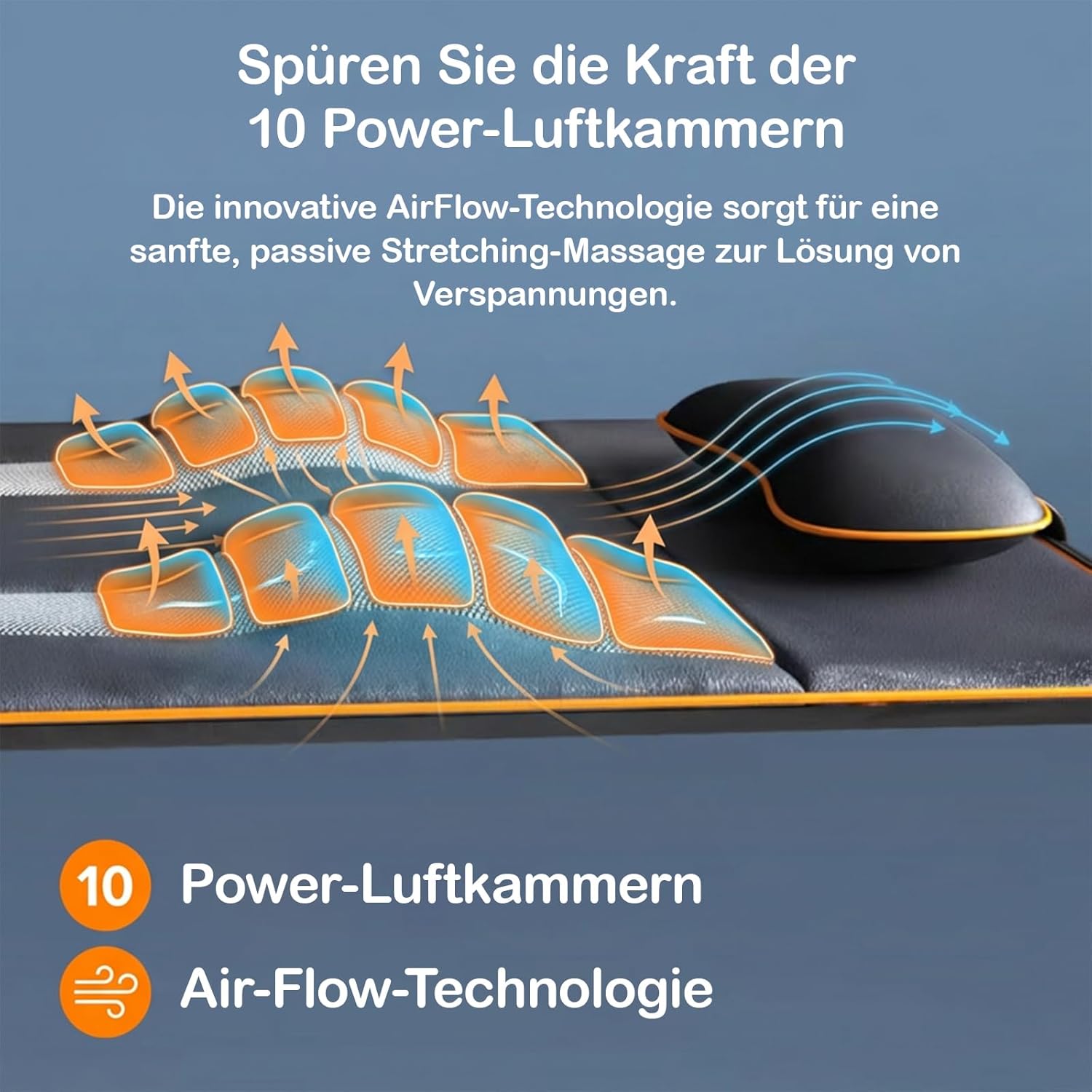 Belena Air Stretch, elektronische Stretch- und Massagematte, Ganzkörper-Massagematte mit Wärmefunktion, Massage, Yoga-inspiriertes Dehnen für Schultern, Rücken und Nacken – Bild 3