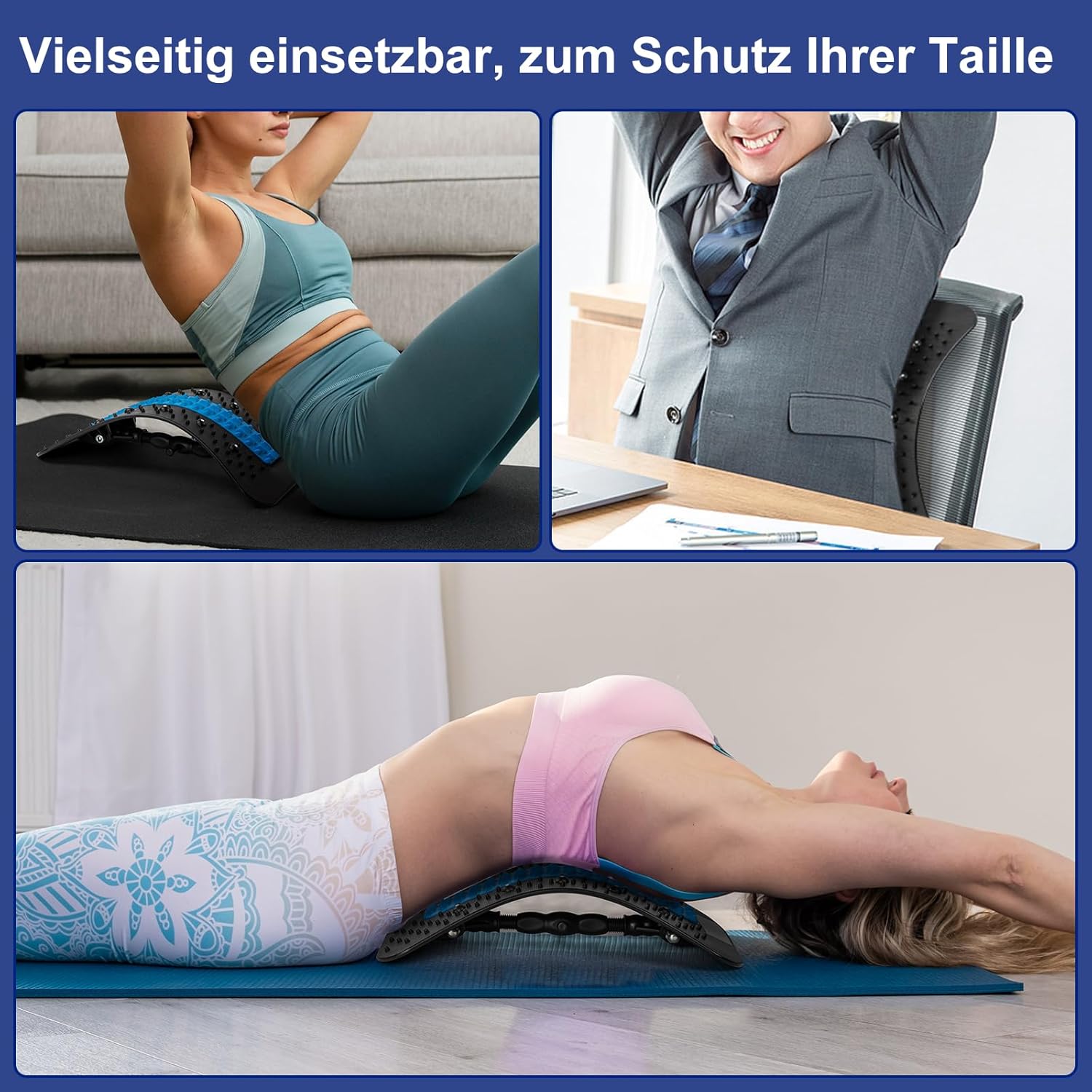 Rückenstrecker, Rückenmassagegerät, 2026, verbessert den Rückenstrecker für die untere und obere Lendenwirbelsäule, mehrstufige Lendenwirbelstütze mit Massagepunkten für Bandscheibenvorfall, Skoliose, Ischias – Bild 4