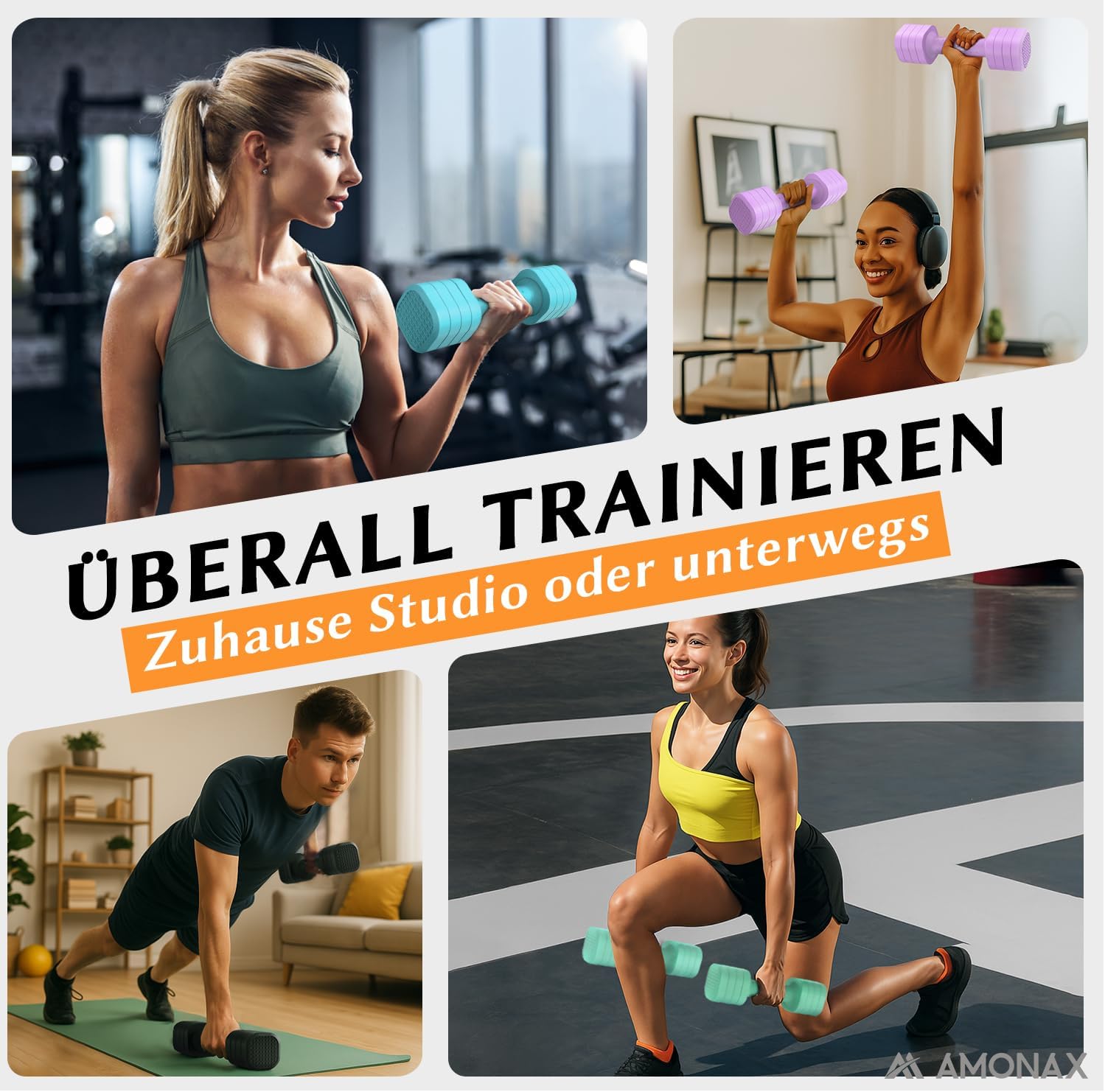 Amonax Verstellbare Hanteln, Hanteln Frauen Set, 1-5kg Kurzhanteln 2er Set, 4-in-1 Hantel Set für Frauen und Männer, Gewichte Hantel für Home Gym, Krafttraining Zuhause – Bild 6