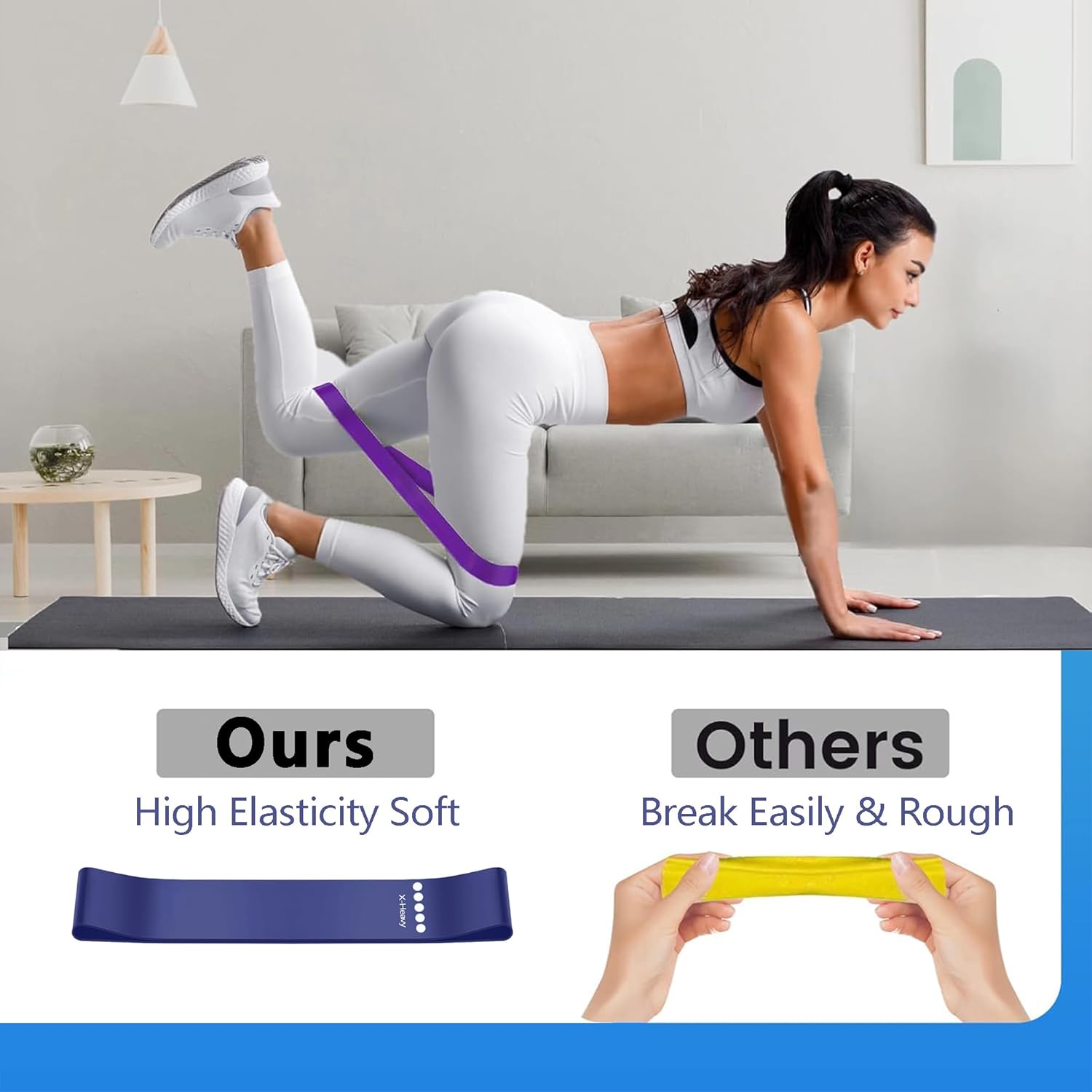Fitnessbänder Set, Latex Fitnessbänder 5er Set, 5 Verschiedene Stärken Trainingsbänder mit Übungsanleitung und Tragetasche, Widerstandsbänder Set für Muskelaufbau, Yoga, Pilates, Kraft – Bild 7