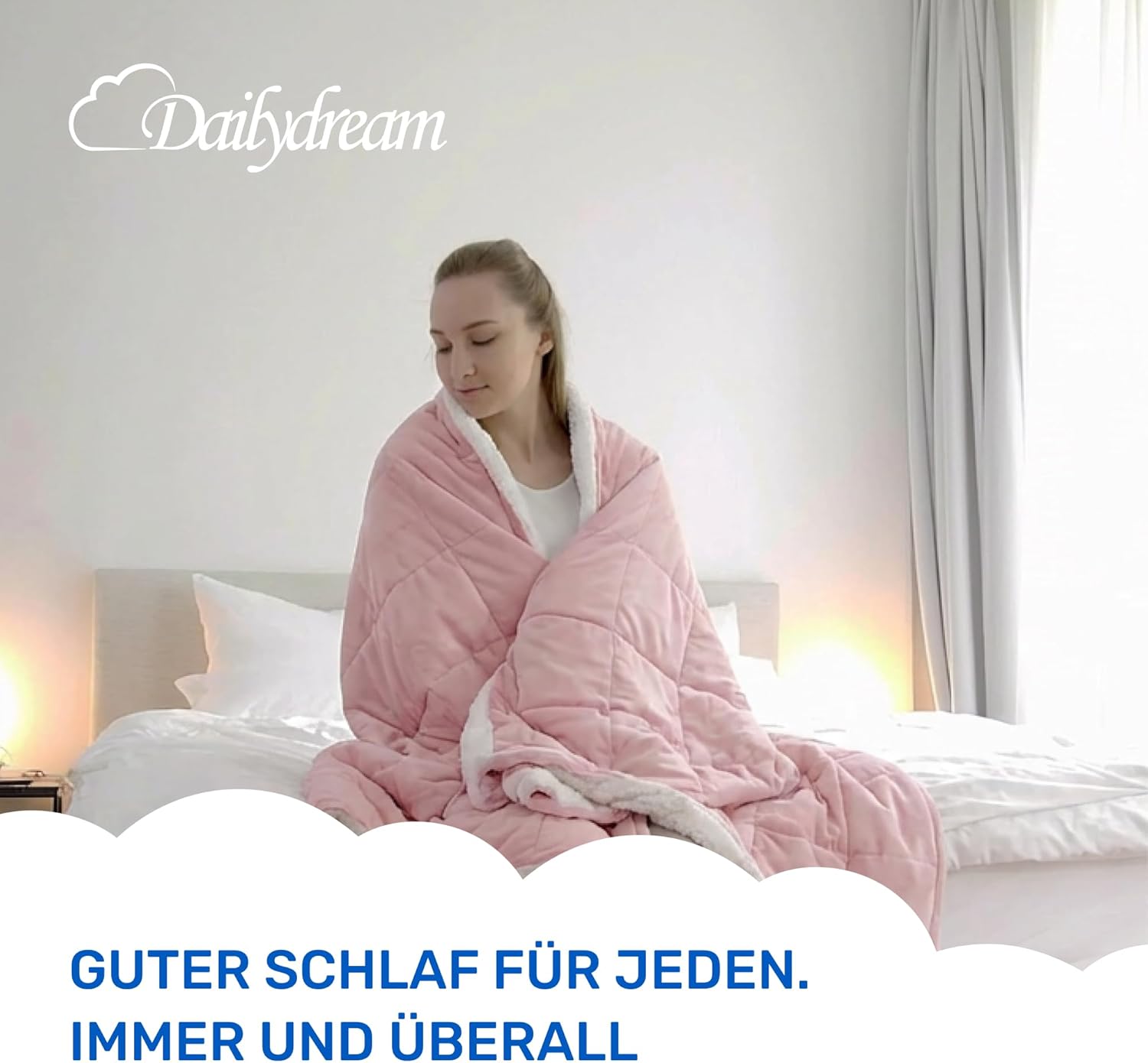 Dailydream Therapie-Gewichtsdecke 135 x 200 cm, 4,5 kg, rosa, flauschiges Fleece mit Glasperlenfüllung, schwere Decke zum Schlafen, Gewichtsdecke, Therapiedecke, Körpergewicht bis 52 kg – Bild 8