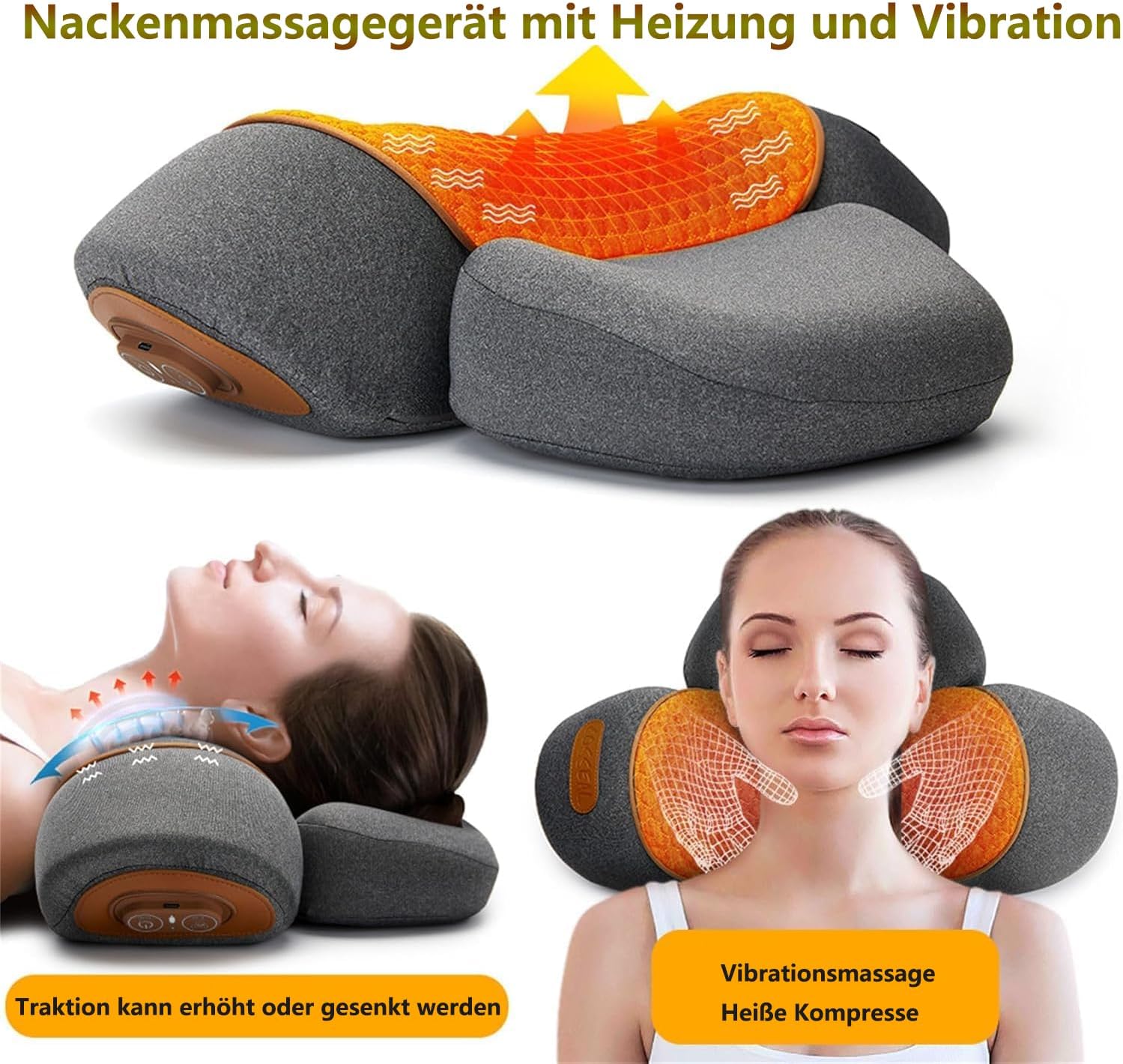 Elektrisches Nackenmassagegerät mit Wärme, 2025 Upgrade Entspannungskissen für Nacken-Zervikal-Massagekissen, Nacken-Traktions-Schulter-Korrektor zur Schmerzlinderung, Tiefengewebe – Bild 5