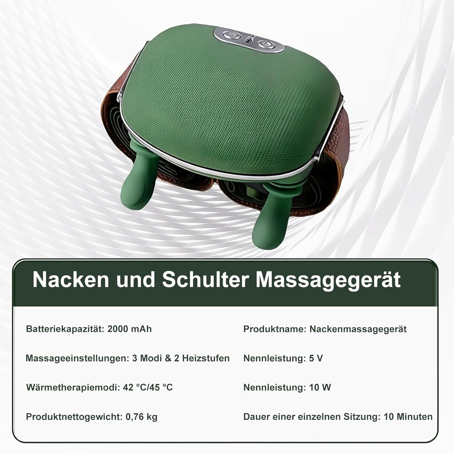 Massagegerät, 4D-Nackenmassagegerät mit Wärme, elektrisches USB-Schultermassagegerät, 3 Modi und 2 Wärmeeinstellungen, tragbares Nacken- und Schulter-Shiatsu-Massagegerät für Zuhause, Büro und Reisen – Bild 8