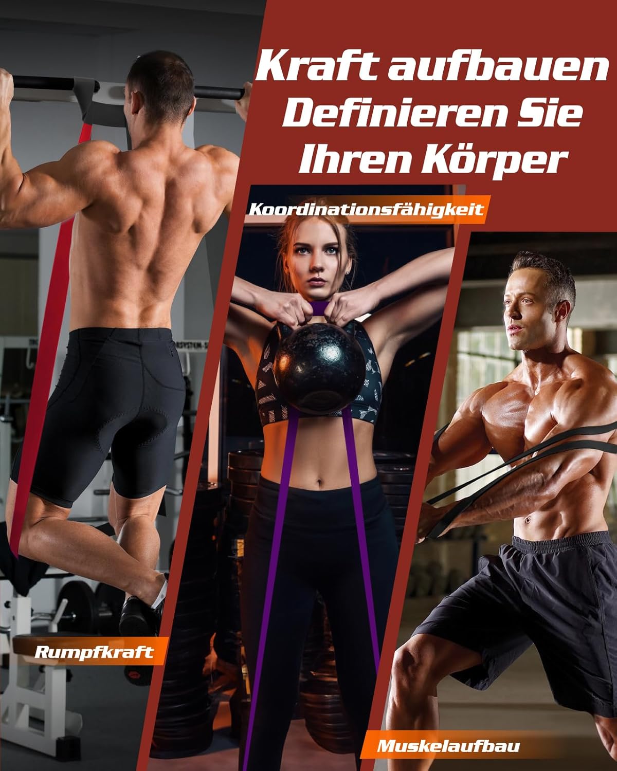 Fitense Widerstandsbänder, Widerstandsbänder Set, Widerstandsband Fitnessbänder mit Türanker, Fitnessband Set Trainingsbänder für Yoga, Pilates, Training, Physiotherapie, Klimmzughilfe, Kraft – Bild 2
