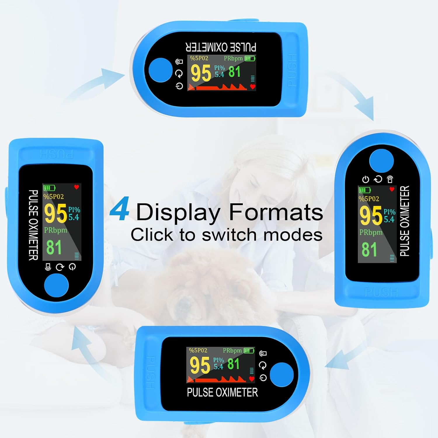 Pulsoximeter, Sauerstoffsättigungsmessgerät. Fingermessung der Sauerstoffsättigung (SpO₂), der Herzfrequenz (Puls) und des Perfusionsindex (PI). Fingeroximeter für Kinder, Erwachsene, Senioren, Familien – Bild 3
