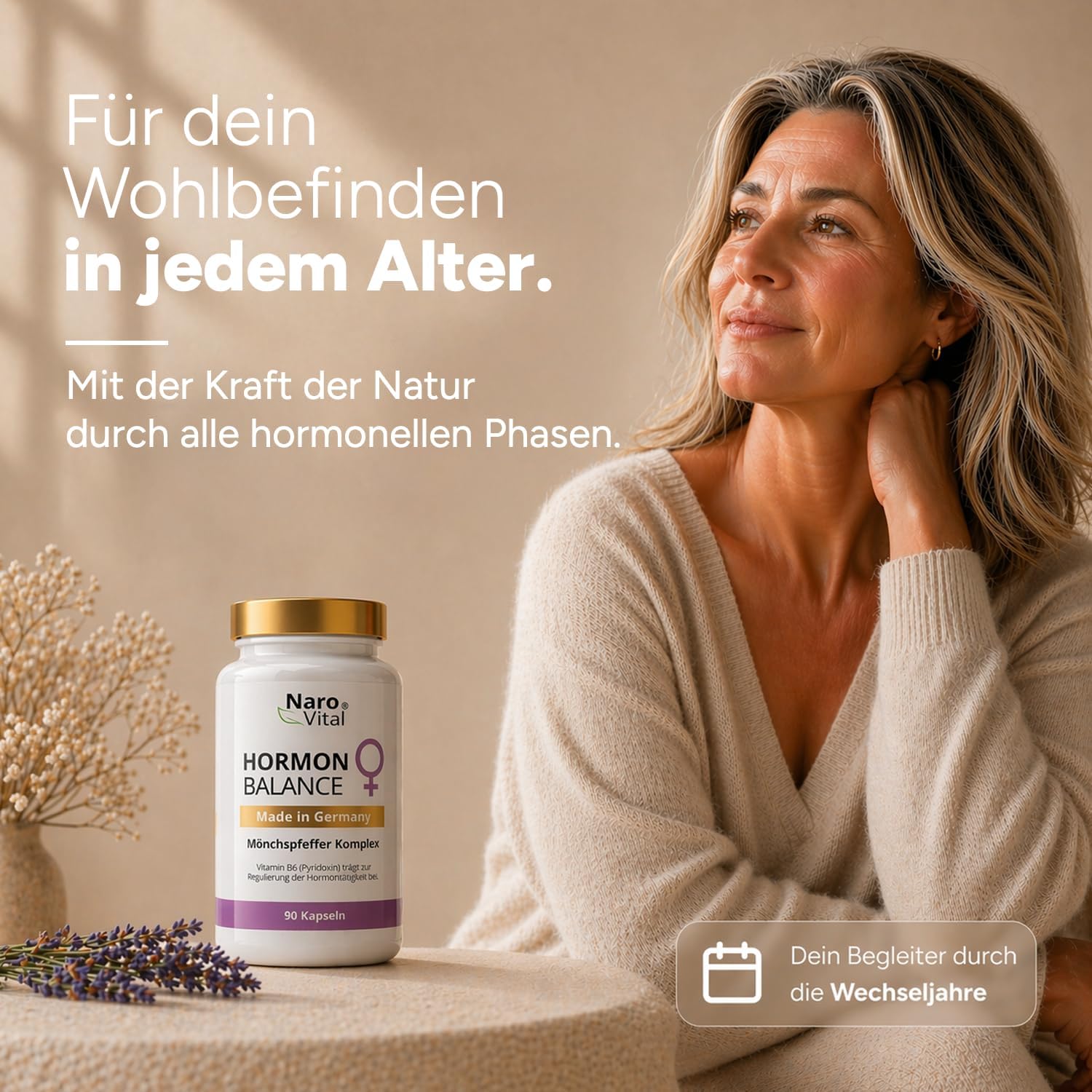 Hormone Balance Frauenkomplex mit Mönchspfeffer hochdosiert, Myo-Inositol & Yamswurzel für Zyklus, PMS, PCO, Wechseljahre Wechseljahre, 90 vegane Kapseln mit Agnus Castus – Bild 3