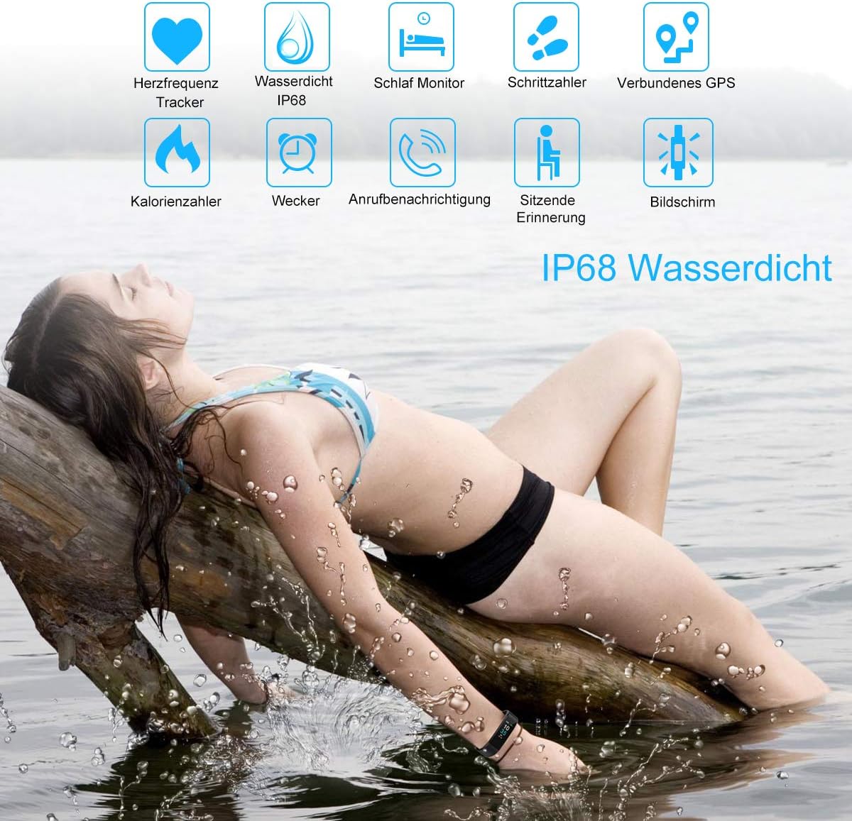LEBEXY Fitness Armband Schrittzähler, Fitness Tracker Kalorien, IP68 Wasserdicht, Smartwatch, Fitnessuhr, Sportuhr, Aktivitätstracker – Bild 2
