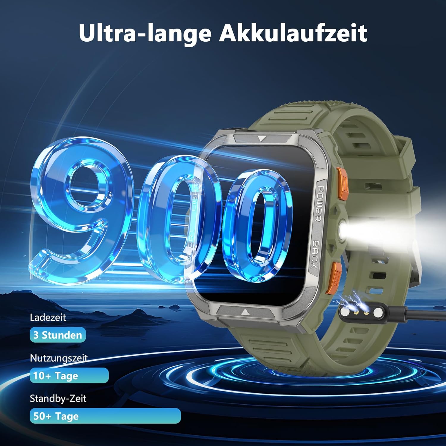 Blackview Smartwatch Herren mit integriertem GPS & Kompass, Bluetooth-Anrufe, 900 mAh Akku, Sportuhr mit Schrittzähler, Fitnessuhr, 110+ Sportmodi, Gesundheits- und Schlafmonitor, Uhr für Android iOS – Bild 7