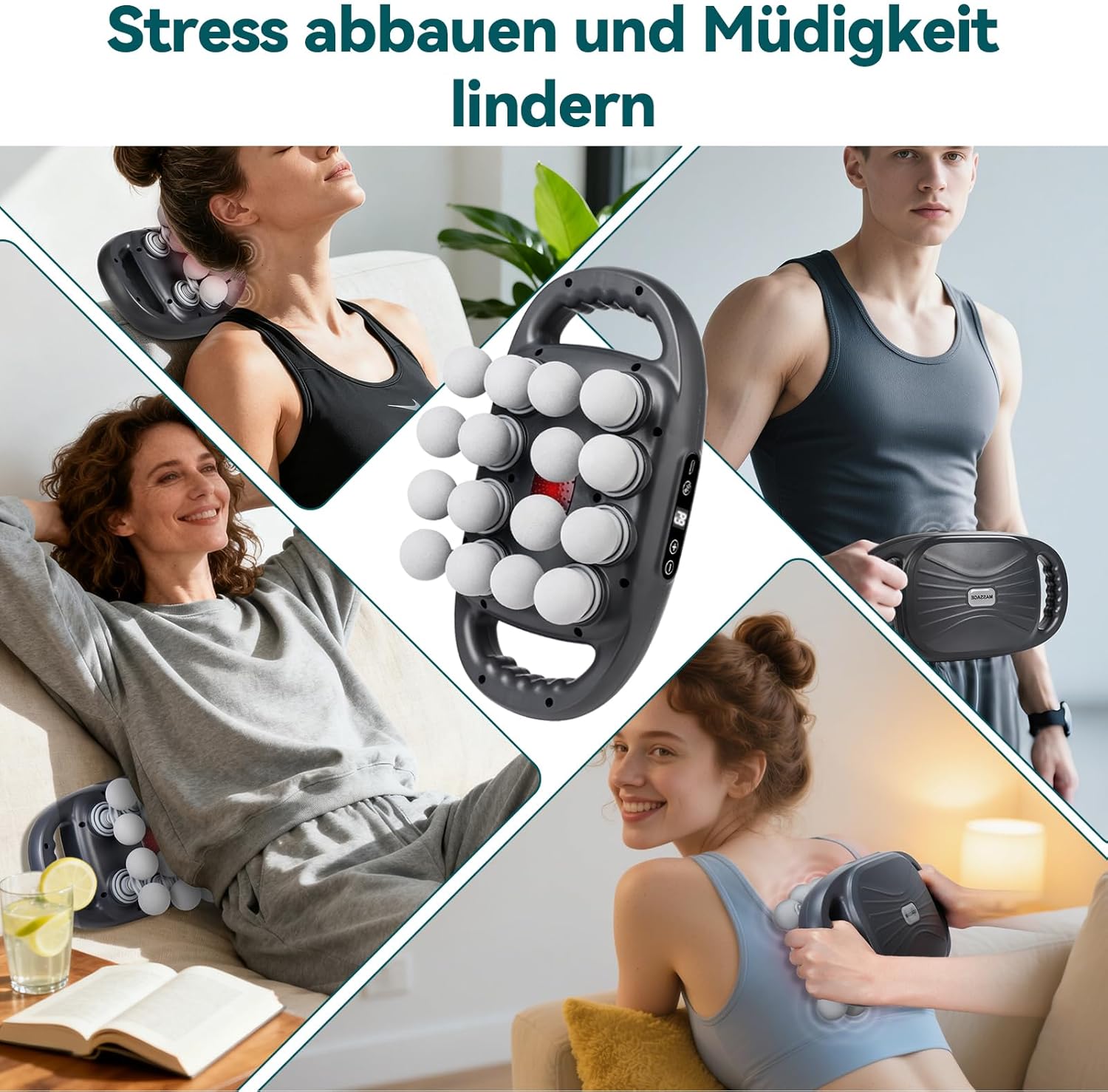 8/16 Kopfmassagepistole, Tiefenmassagepistole für Muskeln, 9 Geschwindigkeiten und 9 Modi, 2000 mAh wiederaufladbare Muskelentspannungspistole für Training und täglichen Gebrauch – Bild 9