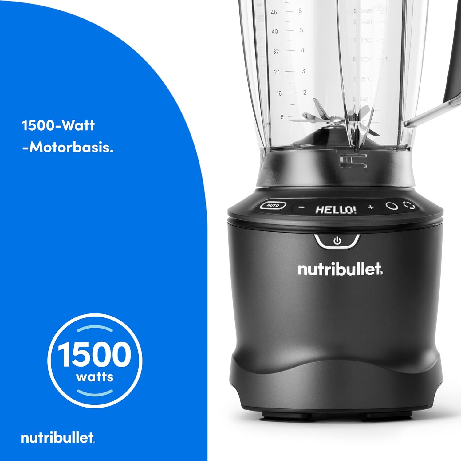 Nutribullet SmartSense Mixer Combo NBF550DG, Standmixer mit 5 Geschwindigkeiten und Pulsfunktion, 1,9 l Mixbehälter, 700 und 900 ml Becher mit Griff, automatischer Zyklus, To-Go-Deckel, 1500 W, Schwarz – Bild 10