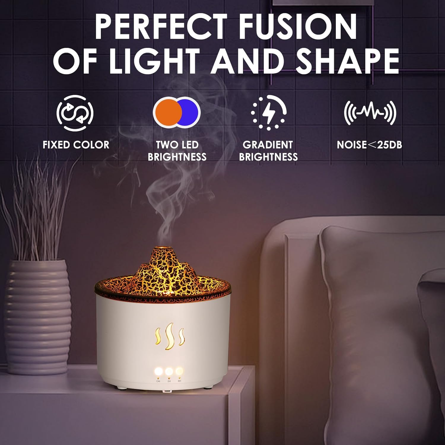 Simpeak 400 ml Aromadiffusor für Duftöle, Ultraschall-Raumdiffusor Holz für ätherische Öle mit LED-Licht, Aromatherapie-Düfte Luftbefeuchter mit Fernbedienung für Wohnzimmer, Büro, Spa, Weiß – Bild 4
