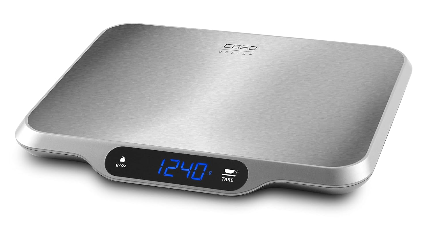 Caso L15 Designer-Küchenwaage aus gebürstetem Edelstahl mit extra großer Wiegefläche. 30x22 cm, Maße bis max. 15 kg, digital, großes Display, Hold-Funktion – Bild 2