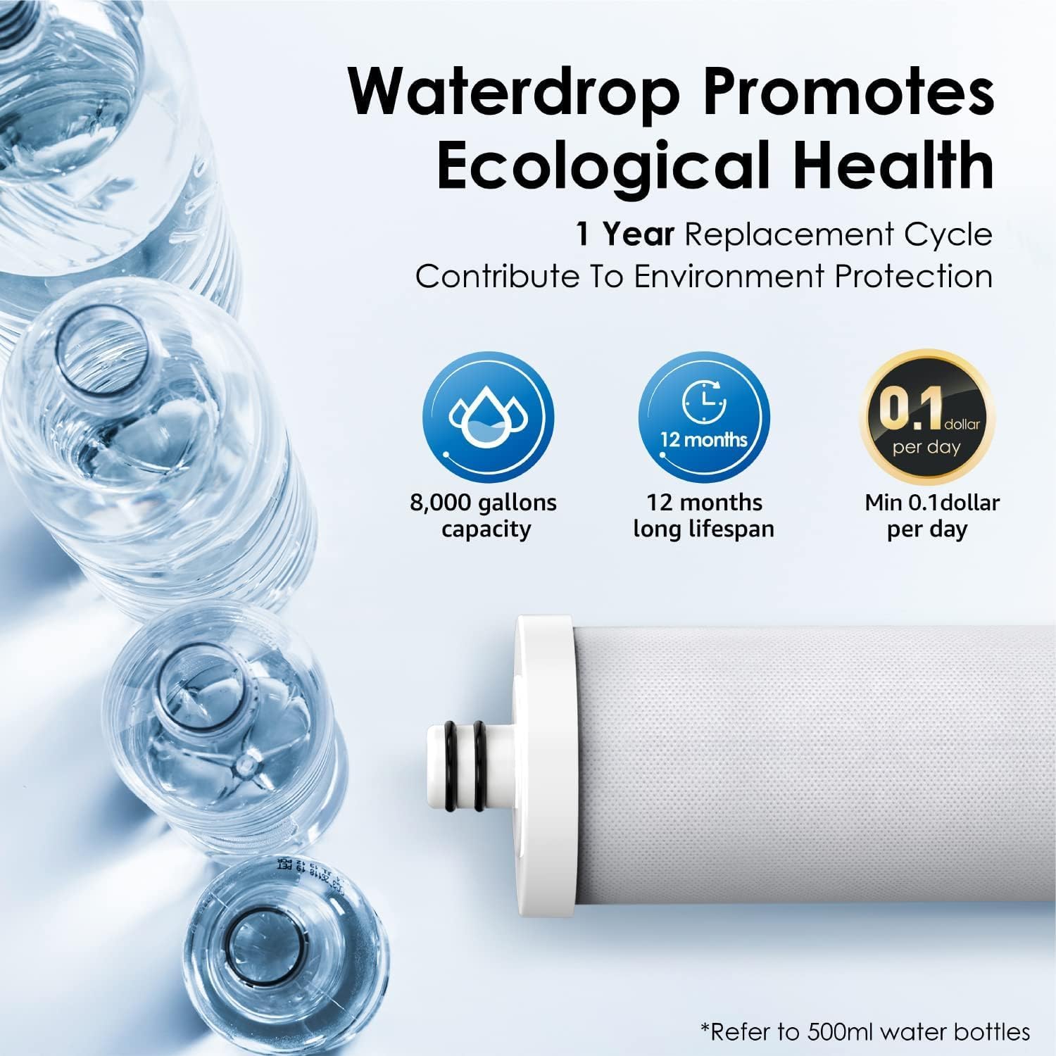 Waterdrop WD-CFF-01 Ersatzfilter, Wasserfilter, Wasserhahn, 5-stufiger Leitungswasserfilter, längere Filterlebensdauer, reduziert Schwermetalle, schlechten Geschmack und bis zu 99 % Chlor, 1 Stück – Bild 6