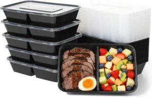 25 Stück Meal-Prep-Boxen, 2 Fäche...
