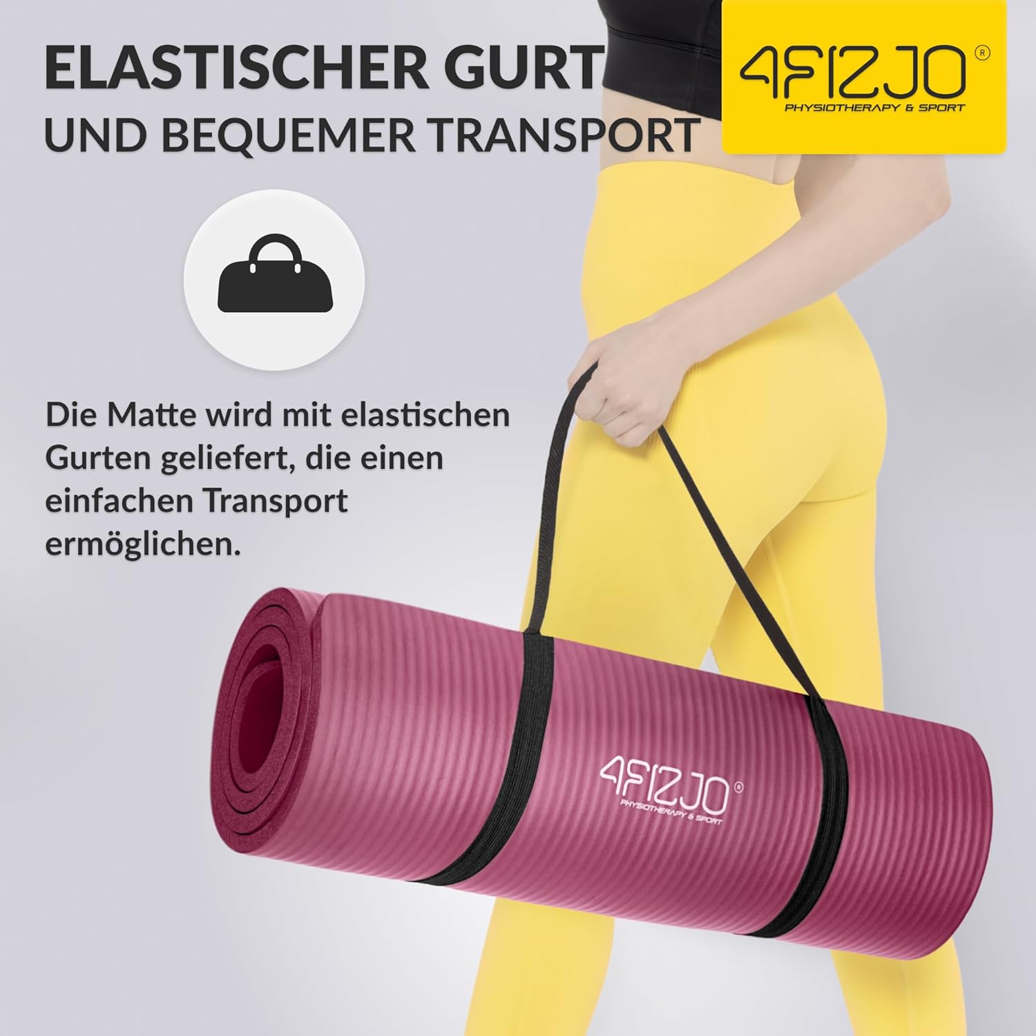 4FIZJO Fitnessmatte mit Tragegurt, Maße 180 x 60 cm, NBR-Schaum, rutschfest, Komfort, In & Outdoor, Pilatesmatte, Yogamatte, Sportmatte, Gymnastikmatte, Trainingsmatte – Bild 7