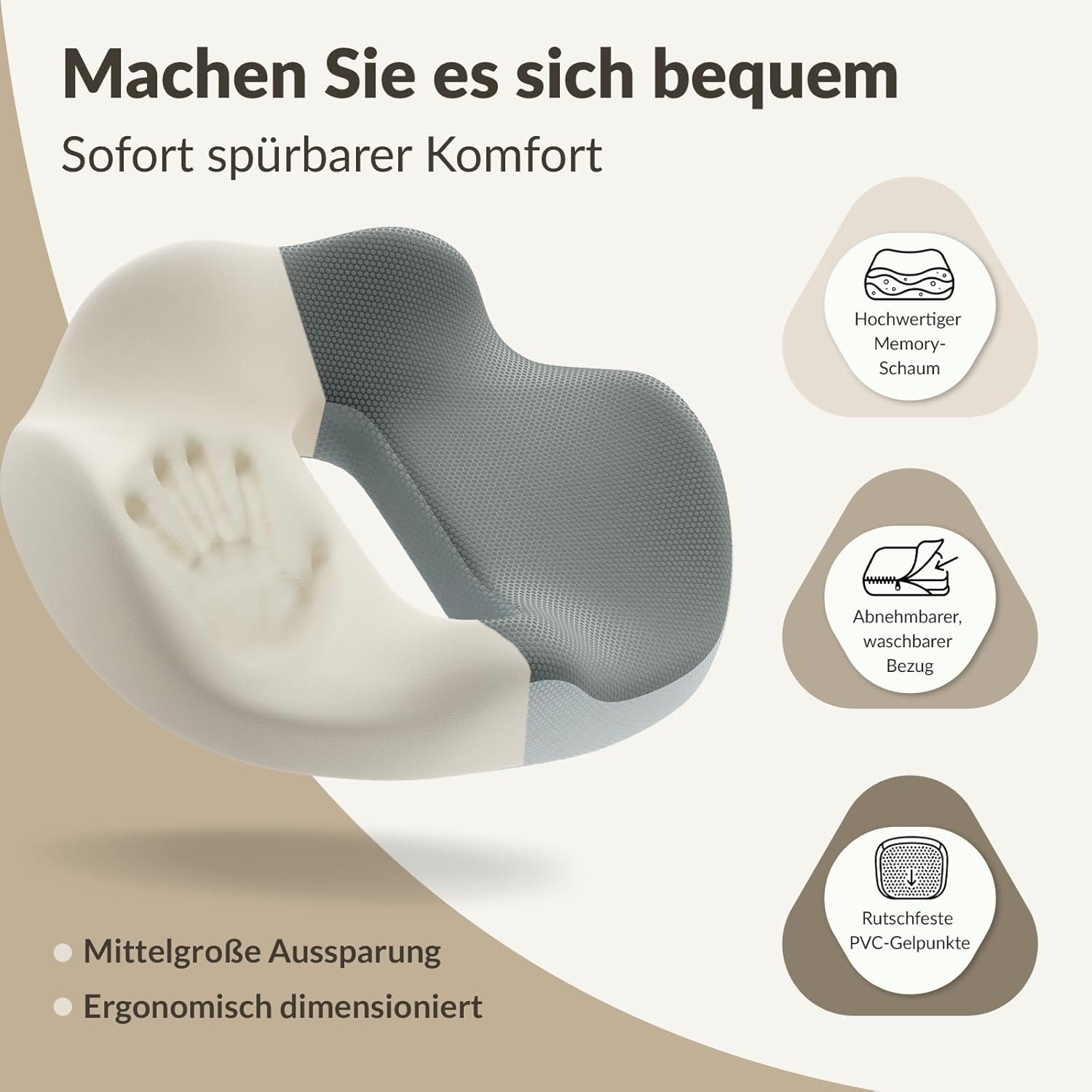 COSYLAND Ergonomisches wellenförmiges Sitzkissen – Memory-Schaum-Stuhlkissen für Zuhause, Büro und Auto – Entlastung für Steißbein und Rücken – Bild 3