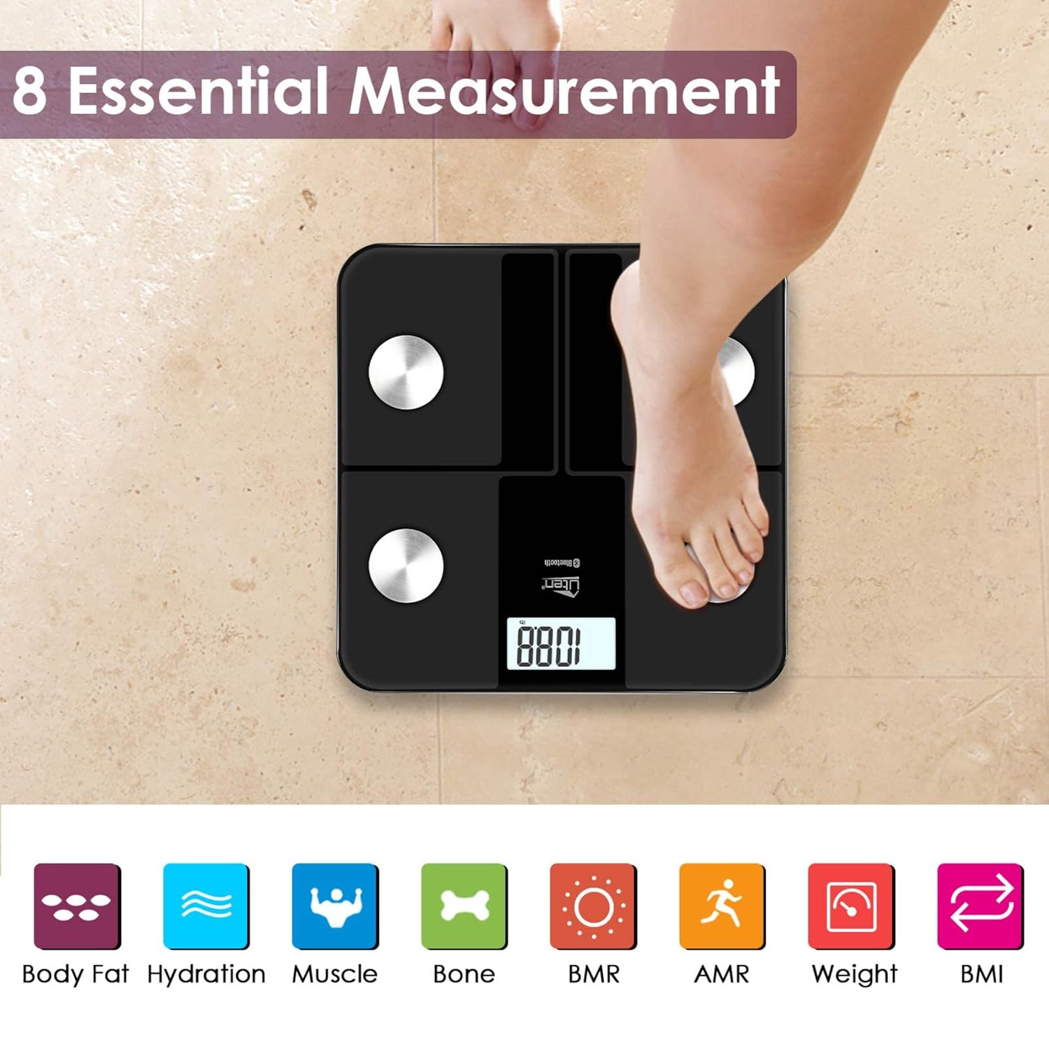 Digitale Personenwaage Körperfettwaage Uten Bluetooth Körperwaage Digitale Körperanalysewaage mit App Körperanalysegerät Gewichtswaage 180 kg 400 lb – Bild 6