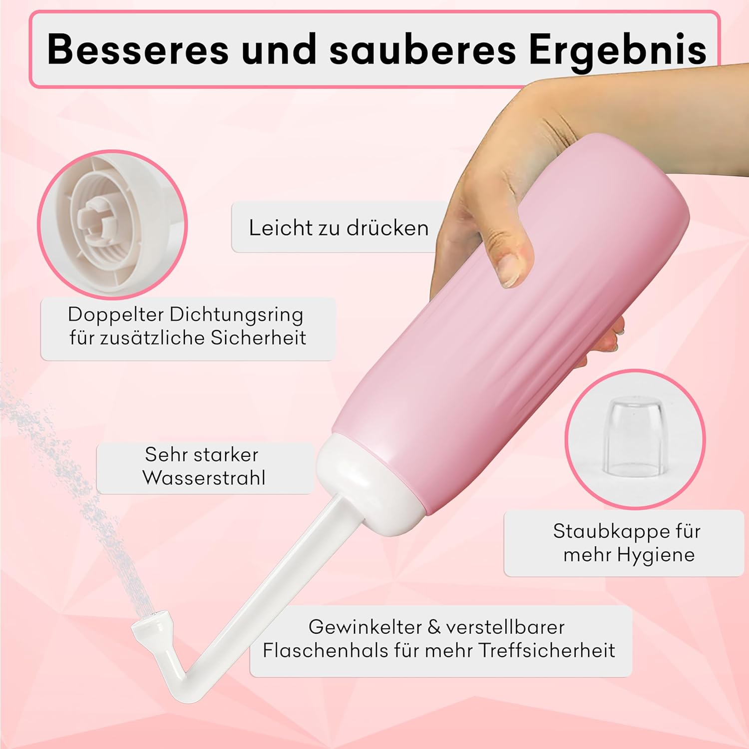 Faltbare Po-Dusche 700 ml (XXL-Version) für Männer und Frauen – Tragbare Intimdusche mit 9 Löchern für stärkeren Wasserstrahl – Tragbares Bidet für Reisen und Wochenbett – Bild 5