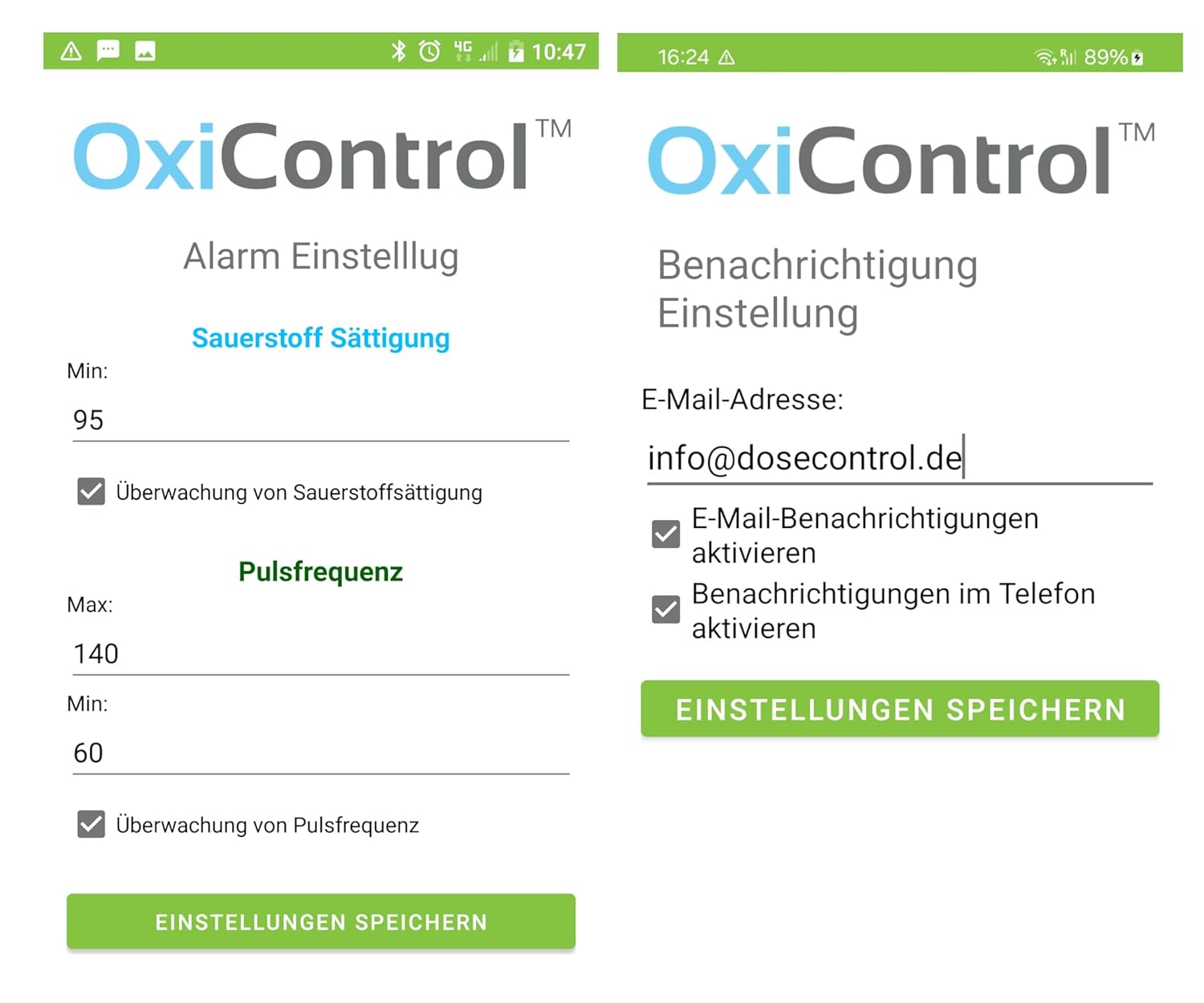 MC21 Pulsoximeter mit Benachrichtigungen über die Android-App OxiControl, Messung von Sauerstoffsättigung, Herzfrequenz und Perfusionsindex, App sendet E-Mails bei Abweichung von definierten Werten – Bild 3