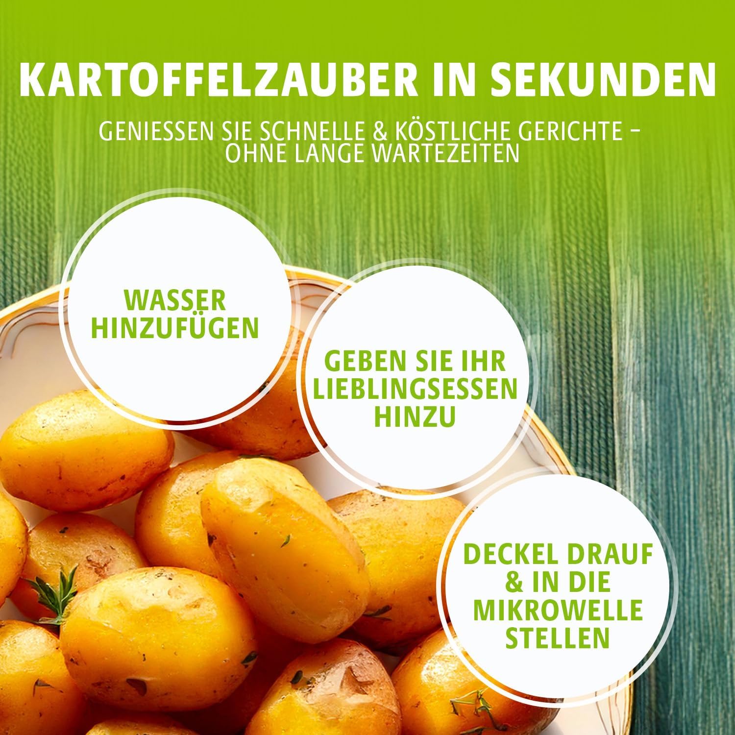 Basilico Mikrowellen-Kartoffelkocher, Dampfgarer für Kartoffeln und anderes Gemüse, energiesparende und schnelle Zubereitung, spülmaschinenfest, Durchmesser 23 cm – Bild 5
