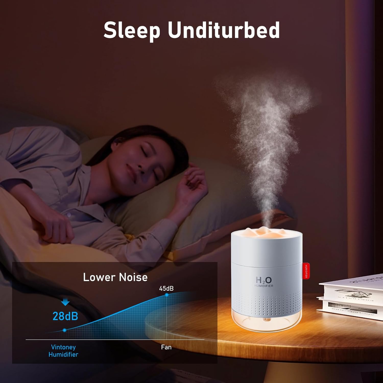 Tragbarer 500-ml-Mini-Ultraschall-Luftbefeuchter + 2 Filter für Schlafzimmer, ruhige Räume, Zuhause, Yoga, Büro, bis zu 10–16 Stunden Dauerbetrieb, automatische Abschaltung – Bild 4