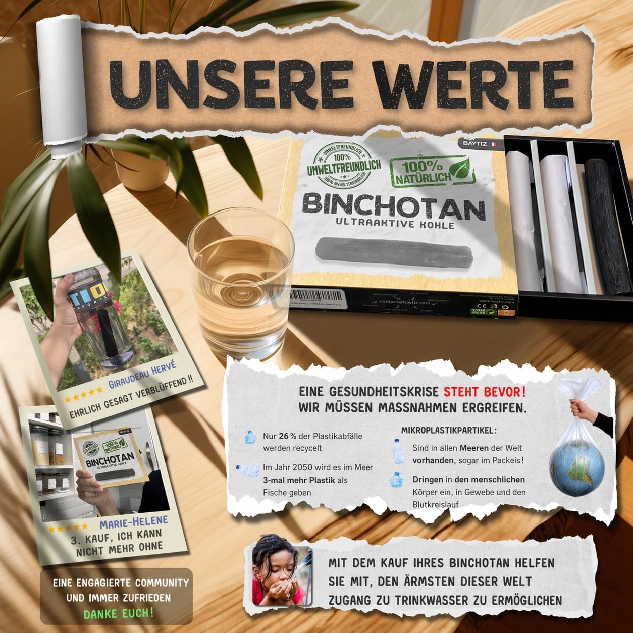 Baytiz Aktivkohle-Wasserfilter – Binchotan Aktivkohlefilter zur Wasseraufbereitung – Wasserfilter-Karaffen, Kohle-Wasserreiniger, Kohle-Trinkflasche, Kohlefilter, Trinkwasser mm – Bild 5