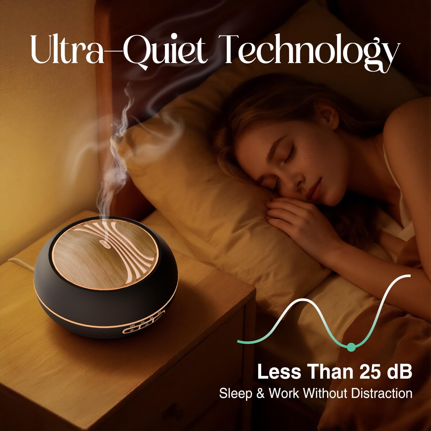 SALKING Aroma-Diffusor für ätherische Öle – 400 ml, Aromatherapie-Raumduft, Ultraschall-Diffusor, schwarze Holzmaserung, Duftöl-Diffusoren, Duftdiffusor, Öllampe, elektrisch, RGB, für Zuhause, Büro, Yoga, Schlafen – Bild 4