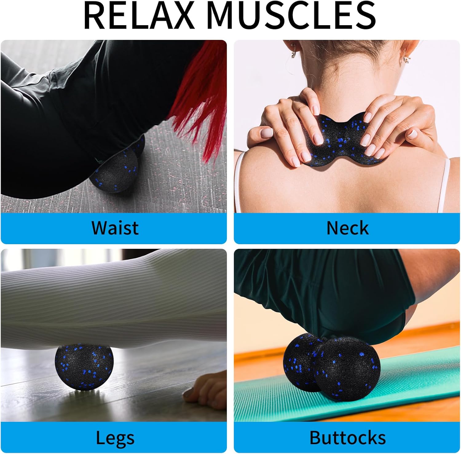 Faszienball-Set, Faszienrolle klein & Massageball & Erdnuss-Faszienball, Massagebälle, Massageball für Fuß, Hand, Rücken, Wirbelsäule, Faszientraining, Muskelmassage, Faszienbälle – Bild 5
