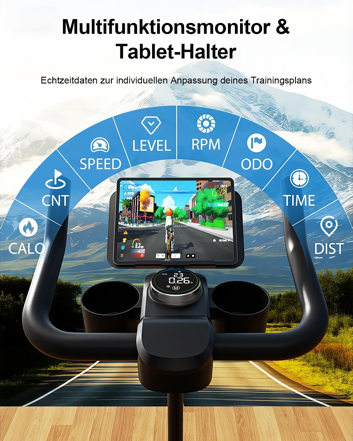 2026 Heimtrainer mit App, Lacuffy Heimtrainer-Fahrrad mit einstellbarem Magnetwiderstand, leiser und komfortabler Ergometer-Heimtrainer, LCD-Display, bis zu 136 kg mit AI Coach – Bild 4