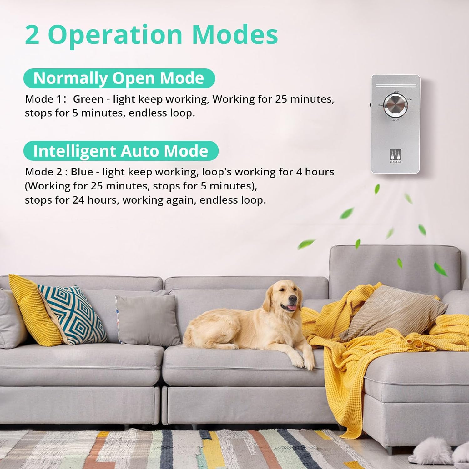 Ozongenerator-Luftreiniger, Geruchskiller-Luftreiniger, Luft-Ozonisator-Generator für Zimmer, Badezimmer, Haustiere, Formaldehyd und Geruch, hohe Effizienz, Silber – Bild 4