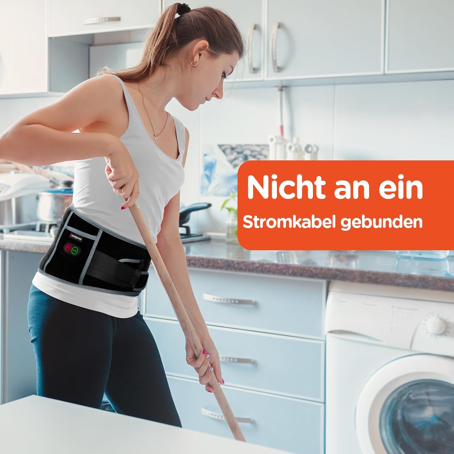 Comfytemp Wärmegürtel Vibrationsmassage für Rücken mit 25 Wh Akku, 155 x 20 cm kabelloses Massagegerät mit Kompressionsband, Rückenwärmer Heizgürtel USB-Heizkissen Geschenke für Mütter, Frauen, Mama, Papa – Bild 7