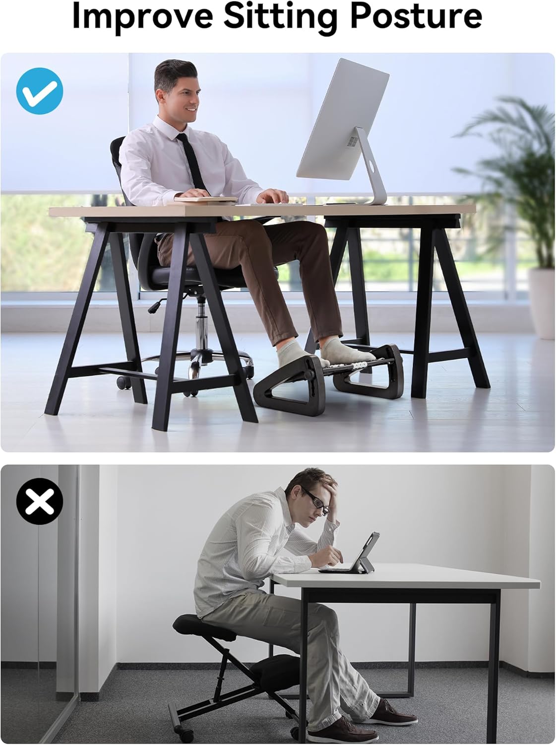 HEETA Fußstützen-Schreibtisch, höhenverstellbarer Fußhocker, ergonomische Fußstütze mit Massagefunktion für Büro und Zuhause – Bild 4