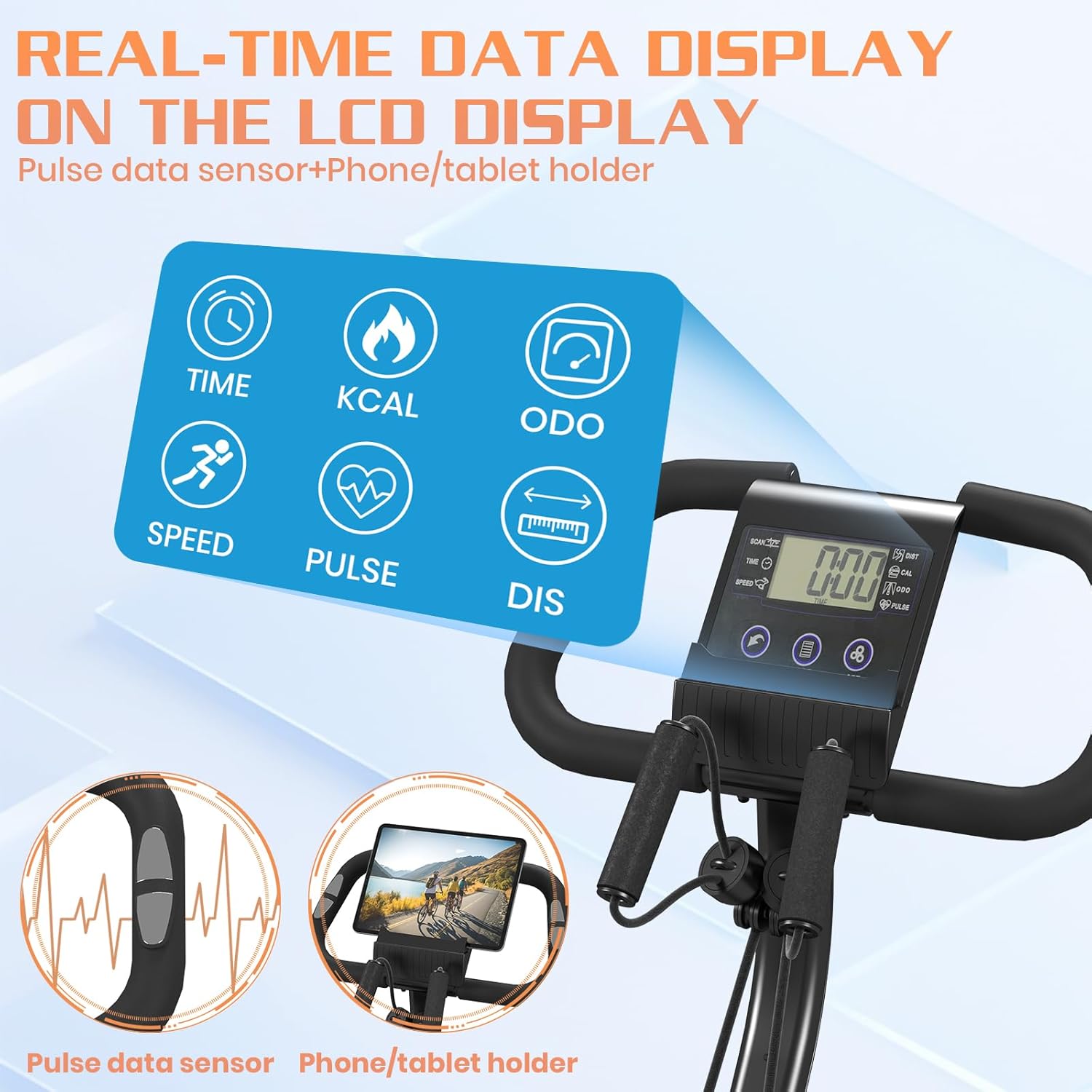 Dskeuzeew Heimtrainer Fahrrad klappbar für Zuhause 4-in-1 faltbares Ergometer Heimtrainer 150 kg Tragkraft mit einstellbarem Magnetwiderstand und LCD-Display Fitnessfahrrad mit Handpulssensoren – Bild 5